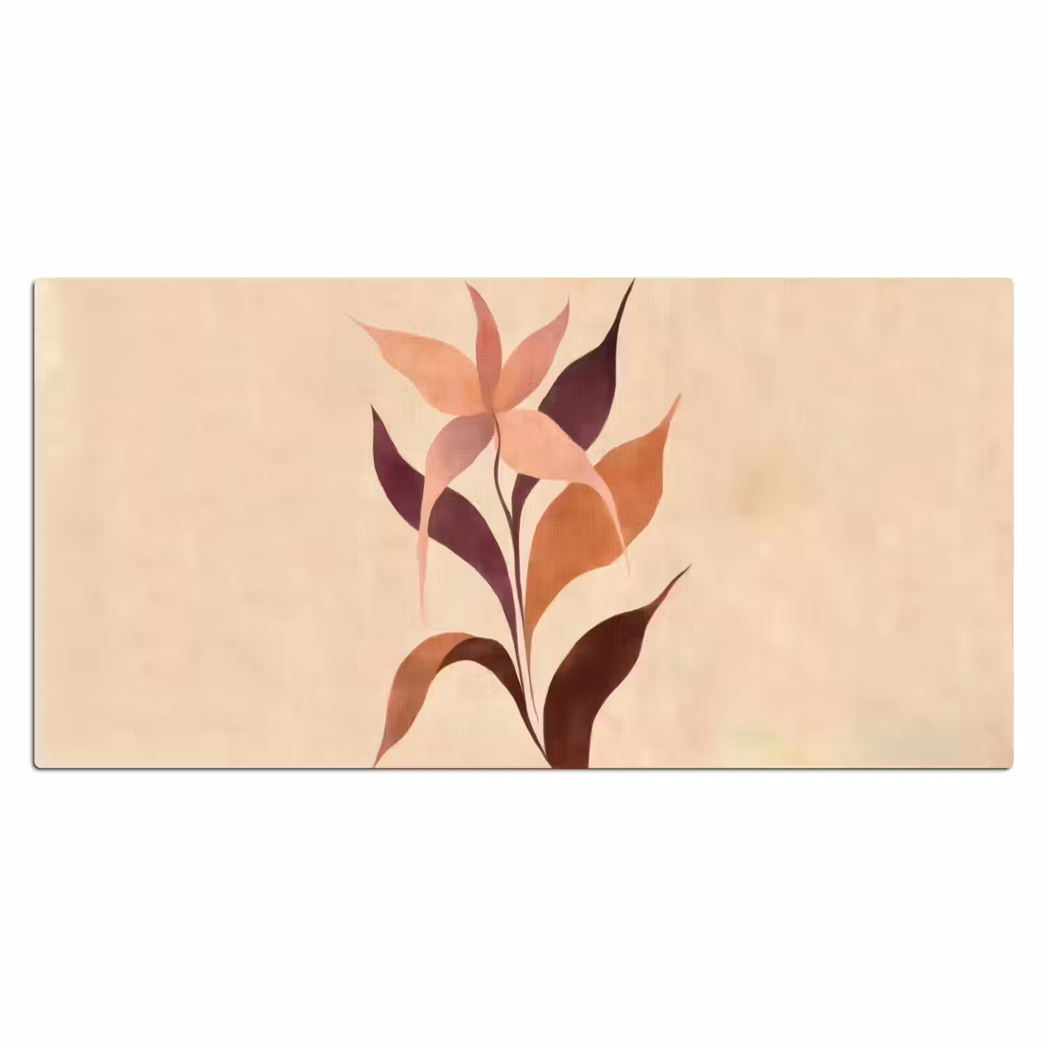 Minimalistisch - Bloem - Bladeren - Beige Muismat XXL klein -3d_leeg