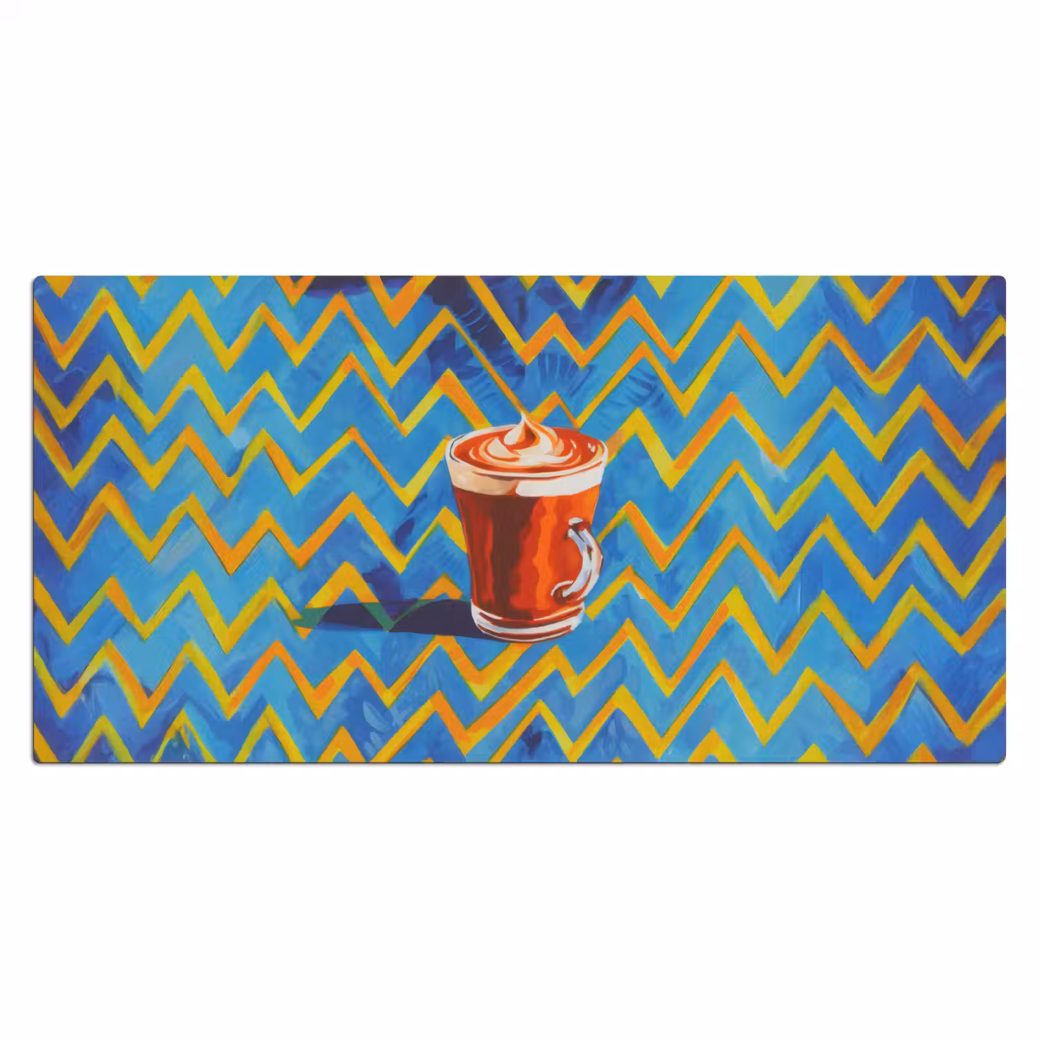 Mok - Koffie - Zigzag - Slagroom Muismat XXL klein -3d_leeg