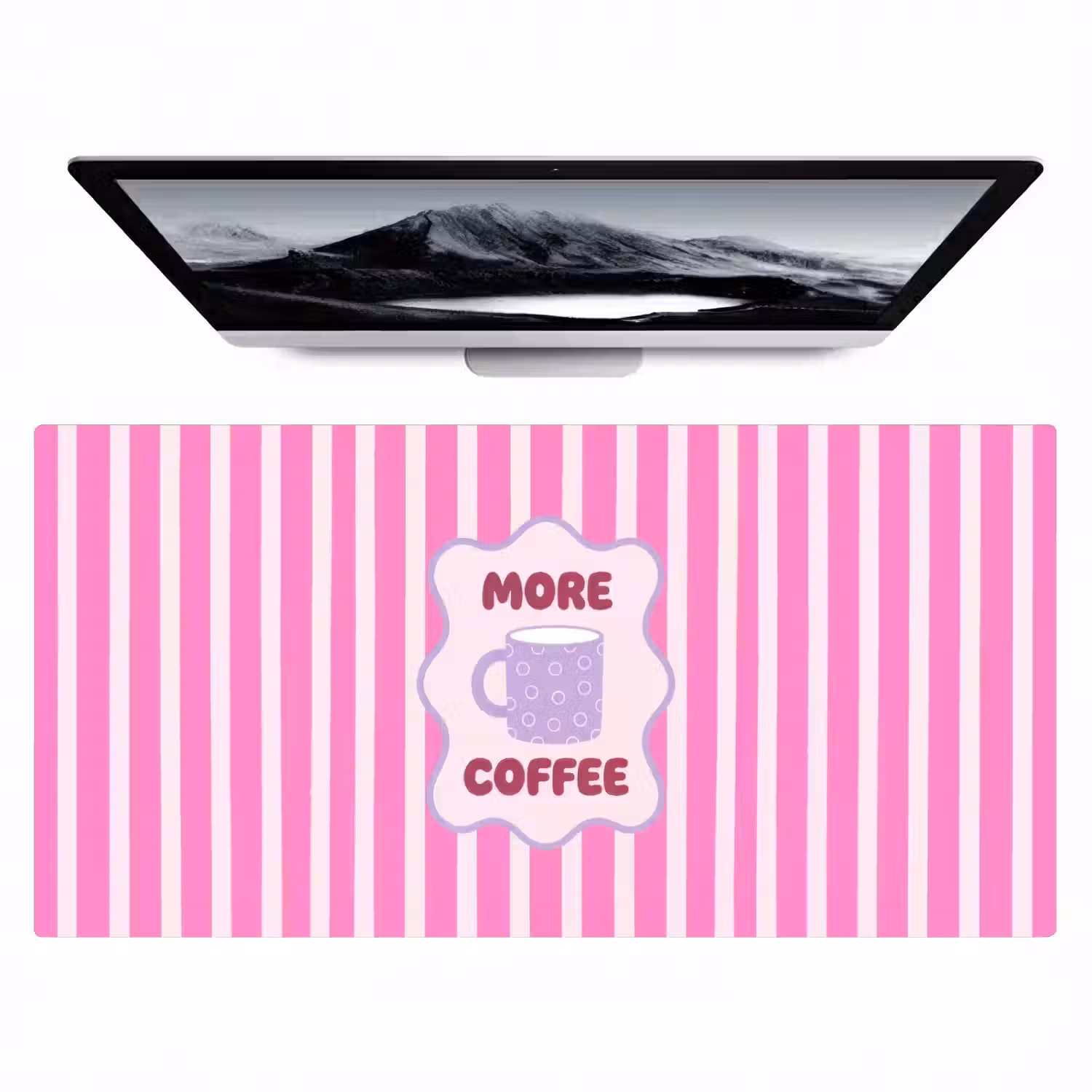 More coffee - Roze - Paars - Strepen - Mok Muismat XXL klein -zzz3d