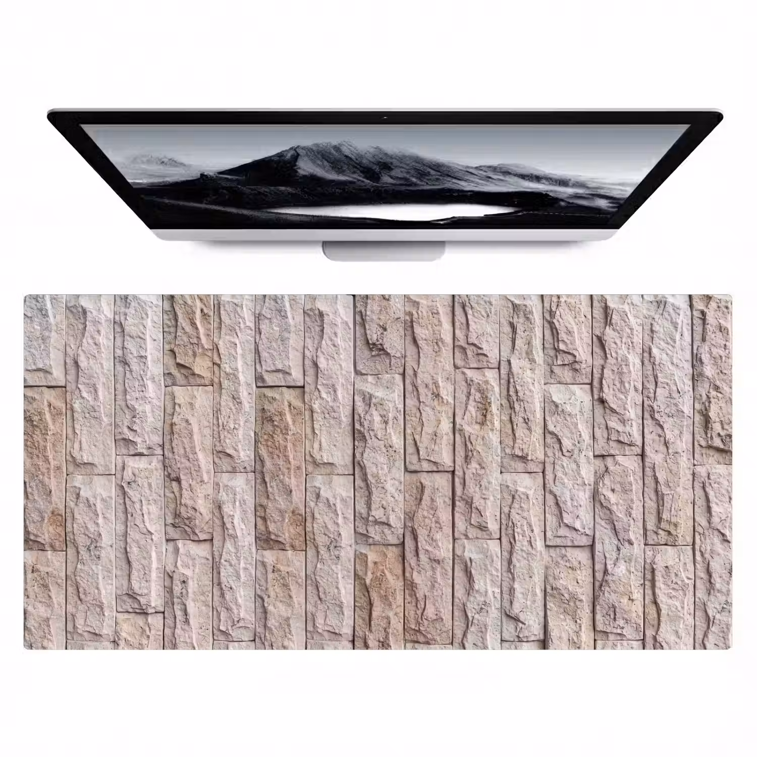 Muur - Steen - Ruw - Beige - Textuur Muismat XXL klein -zzz3d