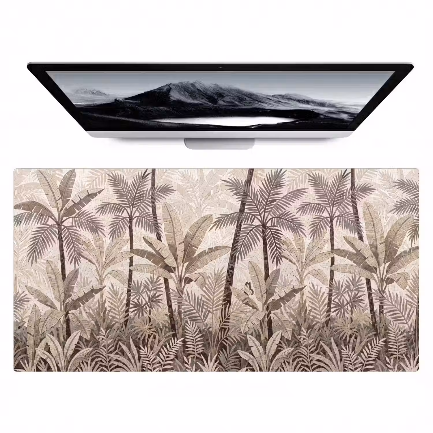 Natuur - Bladeren - Landschap - Mozaïek - Beige Muismat XXL klein -zzz3d