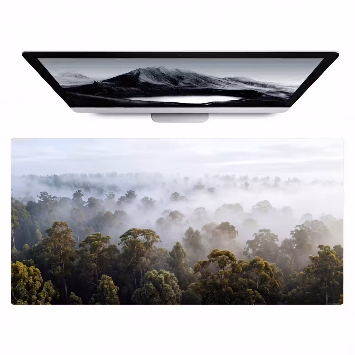 Natuur - Mist - Bos - Ochtend - Goud Muismat XXL klein -zzz3d