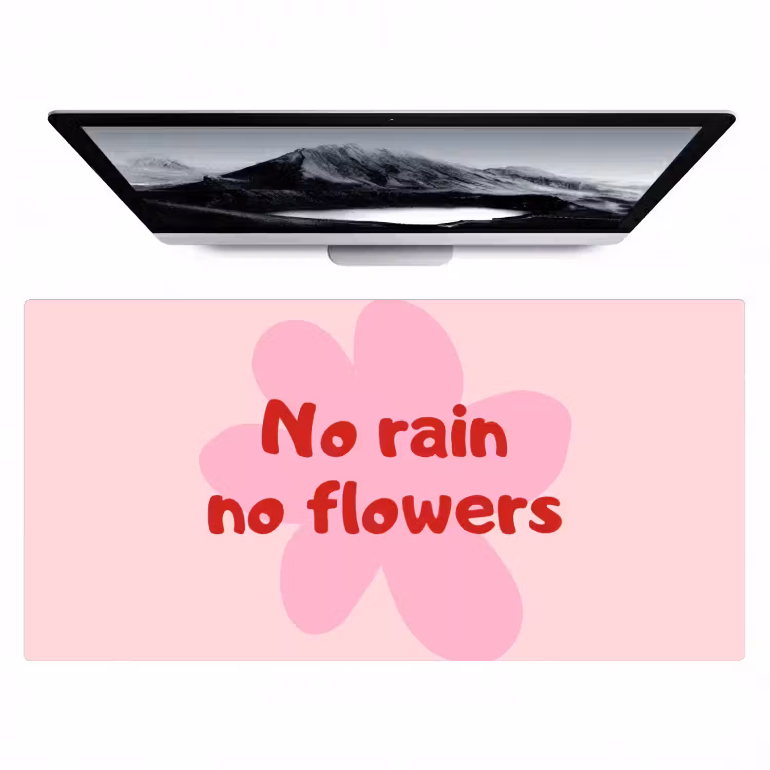No rain no flowers - Bloem - Roze Muismat XXL klein -zzz3d