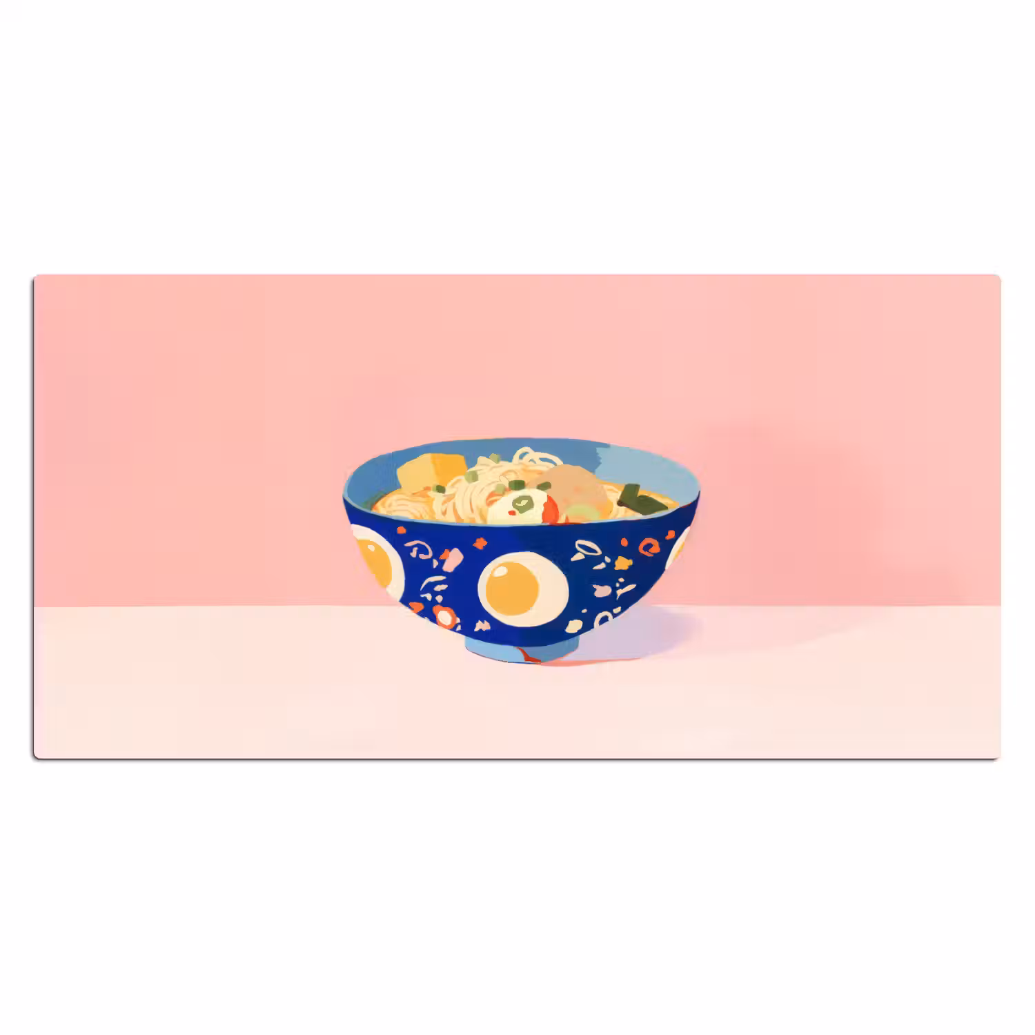 Noodles - Kom - Blauw - Illustratie Muismat XXL klein -3d_leeg