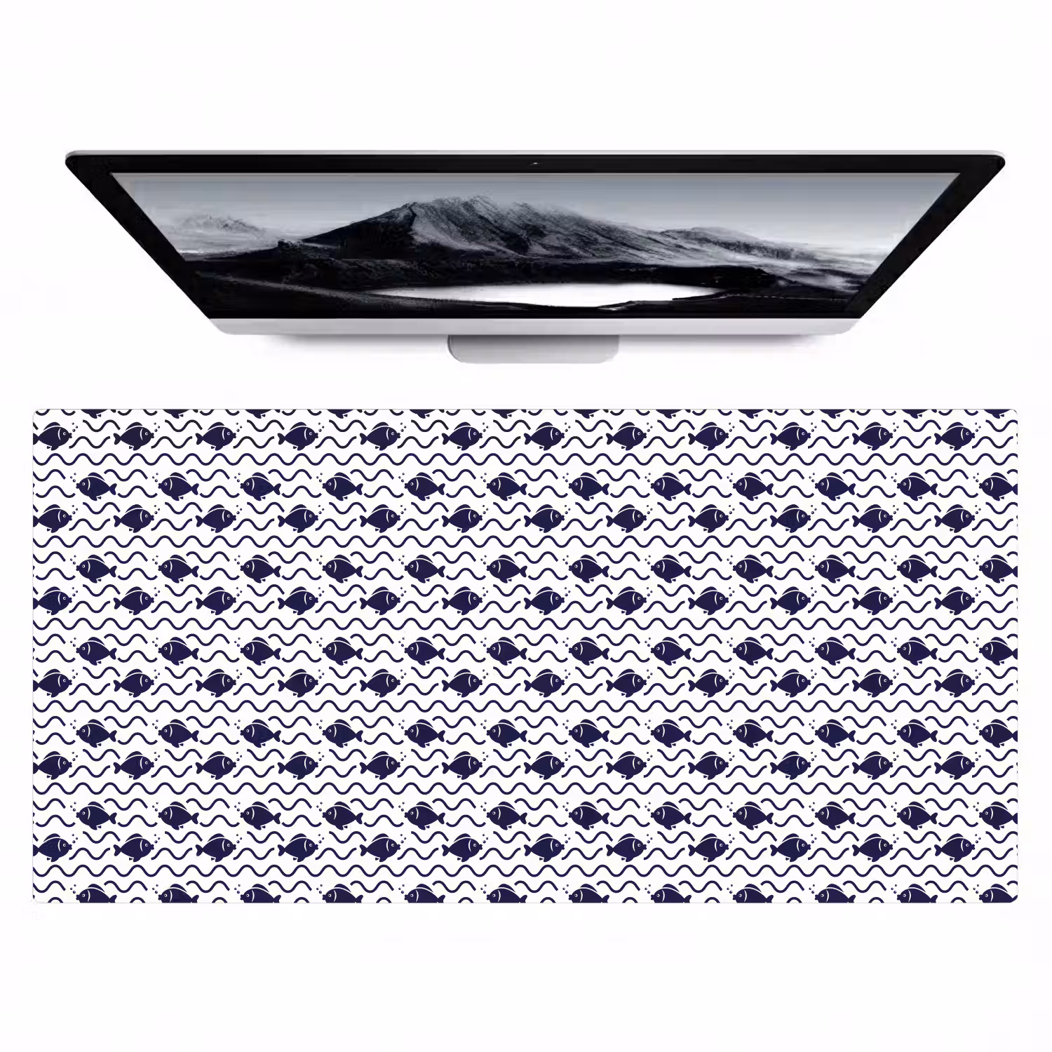 Oceaan - Visachtig - Blauw - Wit Muismat XXL klein 681 -zzz3d