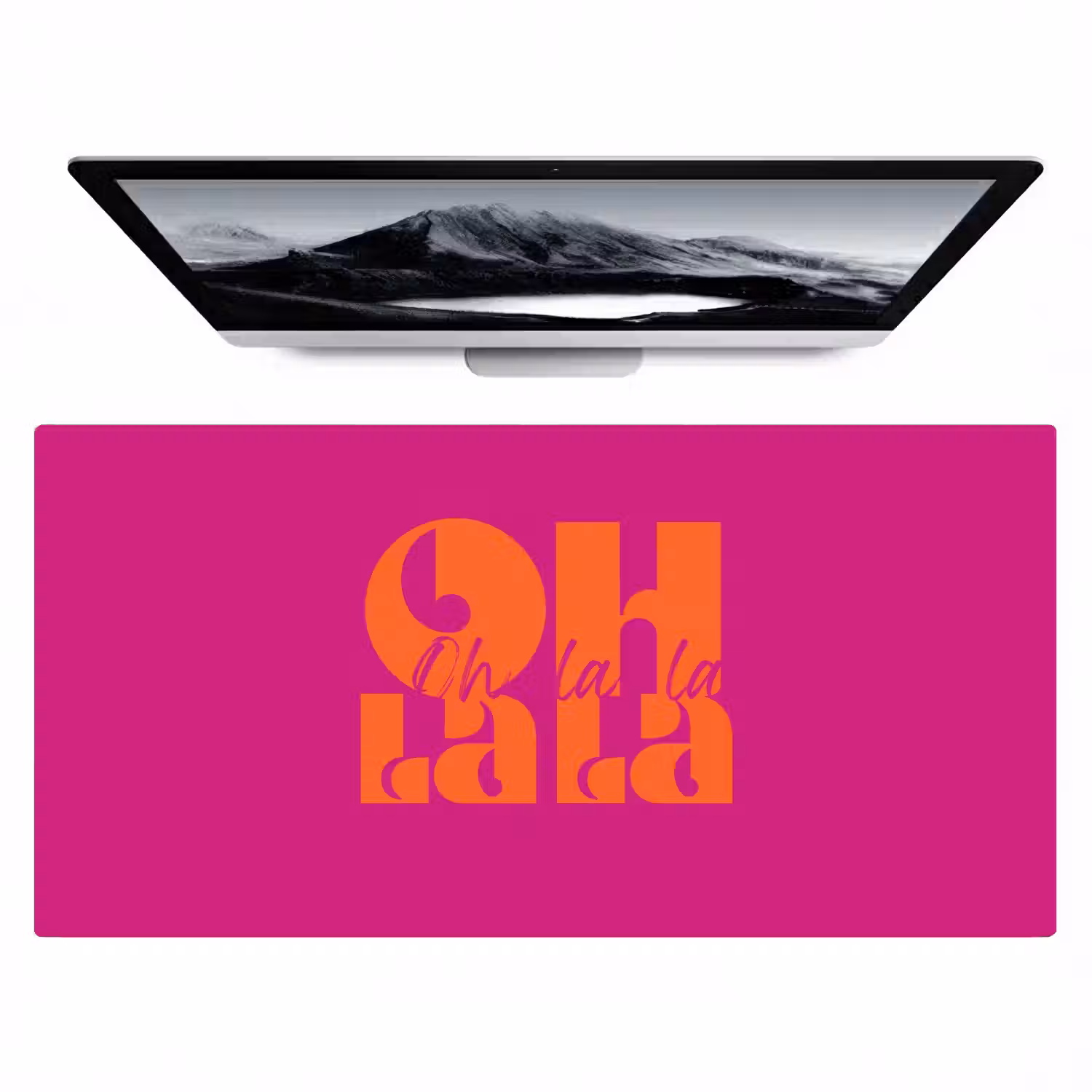 Oh la la - Roze - Oranje - Gestapelde letters Muismat XXL klein -zzz3d