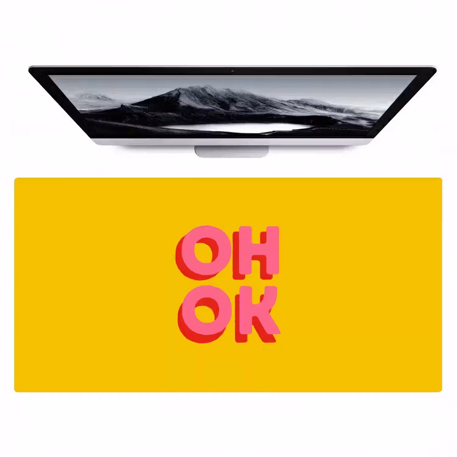 Oh ok - 3D - Geel - Roze Muismat XXL klein -zzz3d