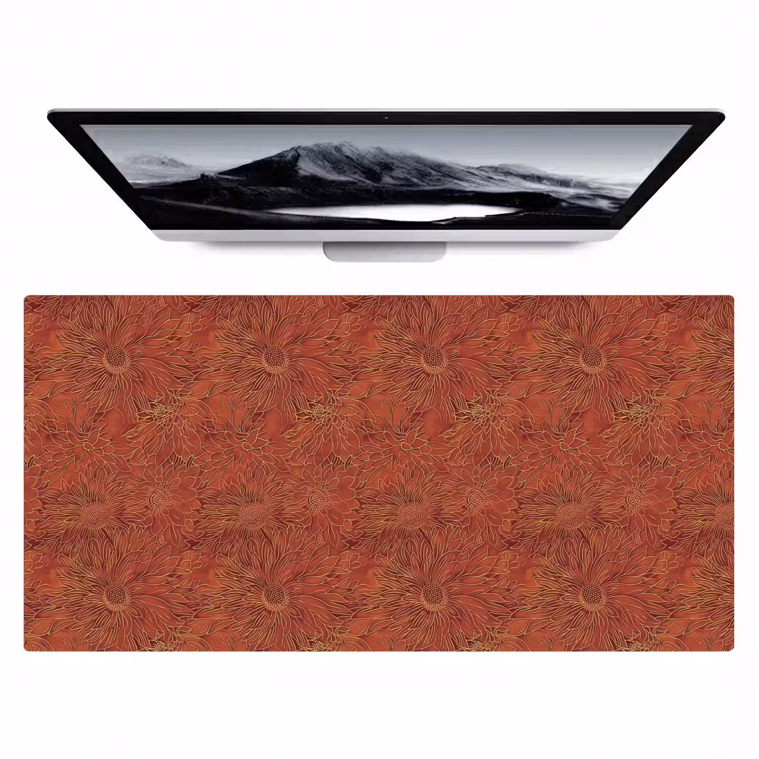 Oosters - Bloemen - Terracotta Muismat XXL klein 681 -zzz3d