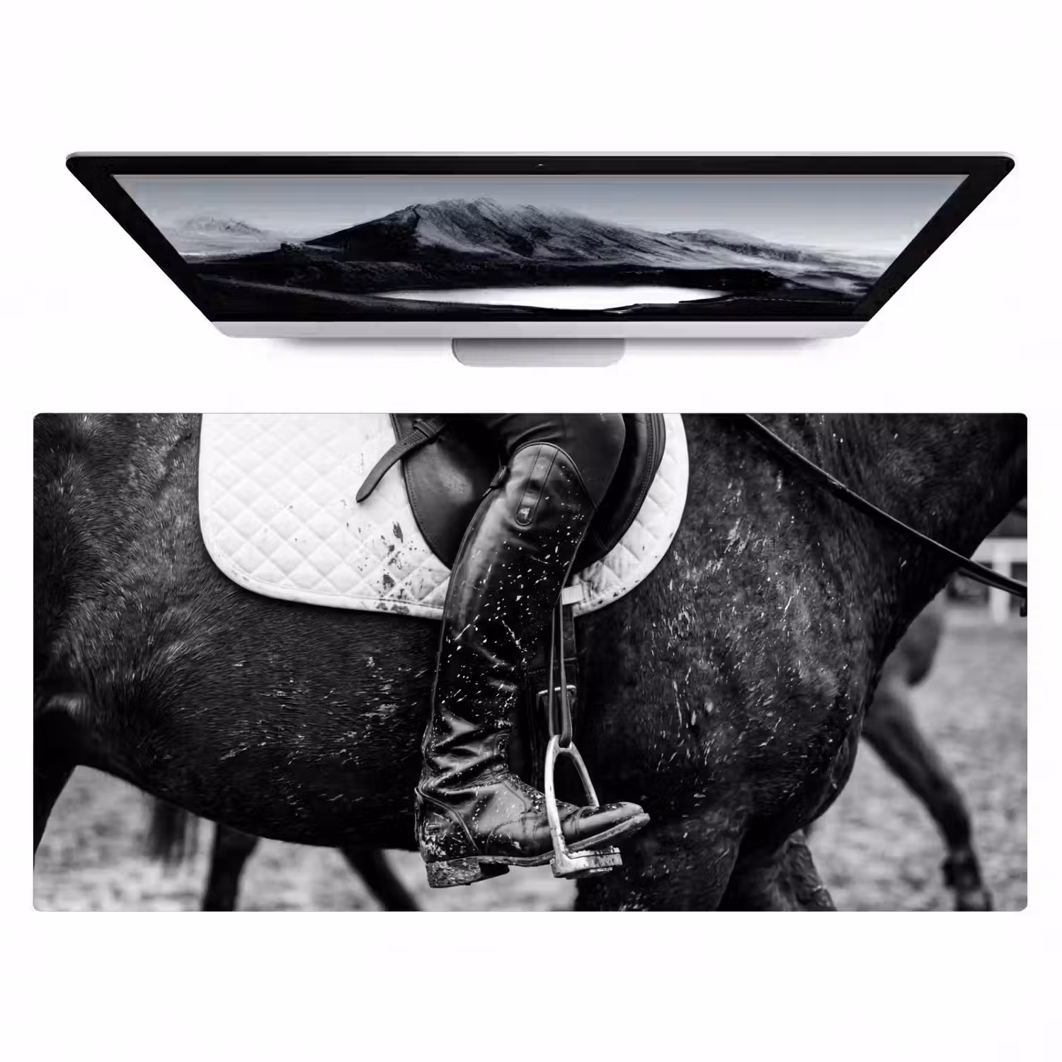 Paard - Sport - Zwart - Wit Muismat XXL klein -zzz3d