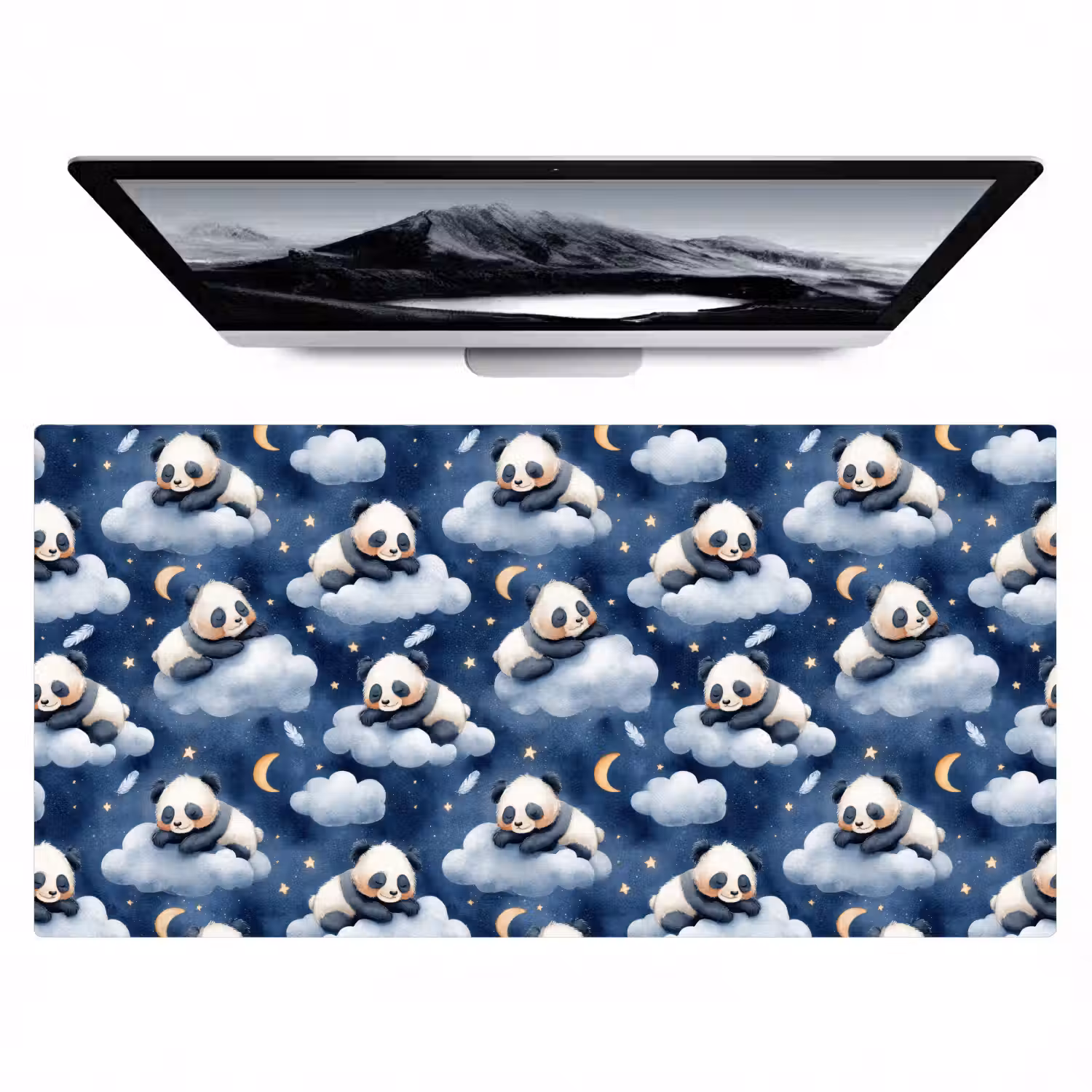 Panda's - Slapen - Blauw Muismat XXL klein 681 -zzz3d