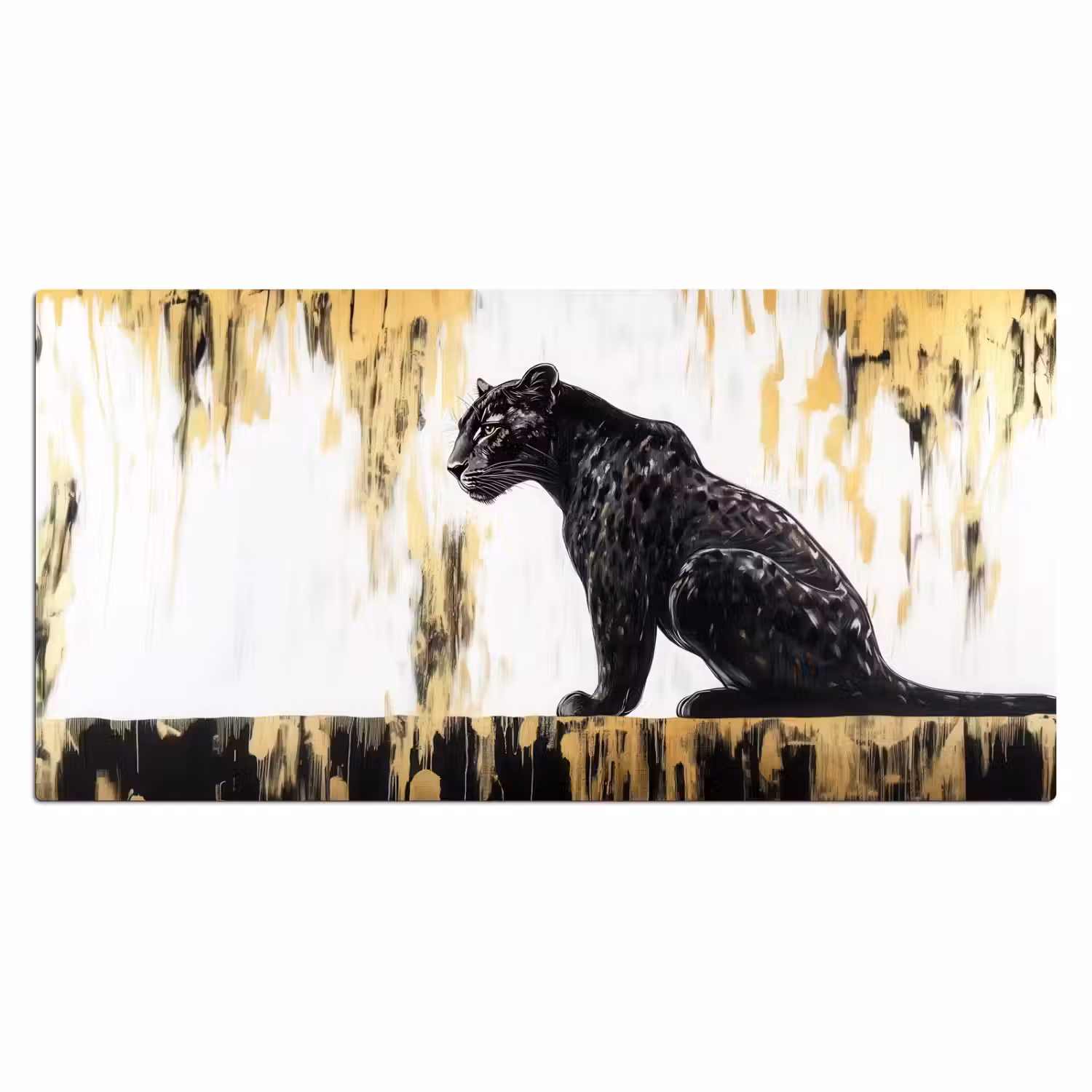 Panter - Zwart - Abstract - Goud Muismat XXL klein -3d_leeg