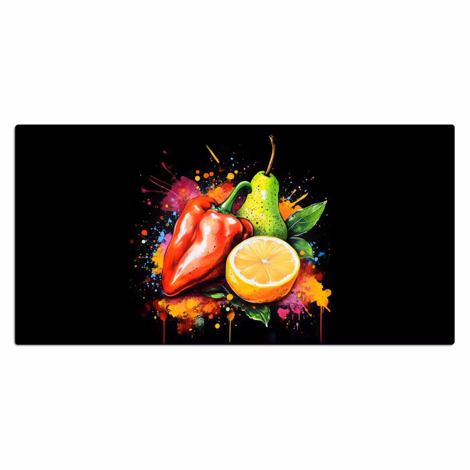 Paprika - Peer - Citroen - Graffiti - Verf - Abstract Muismat XXL klein -3d_leeg