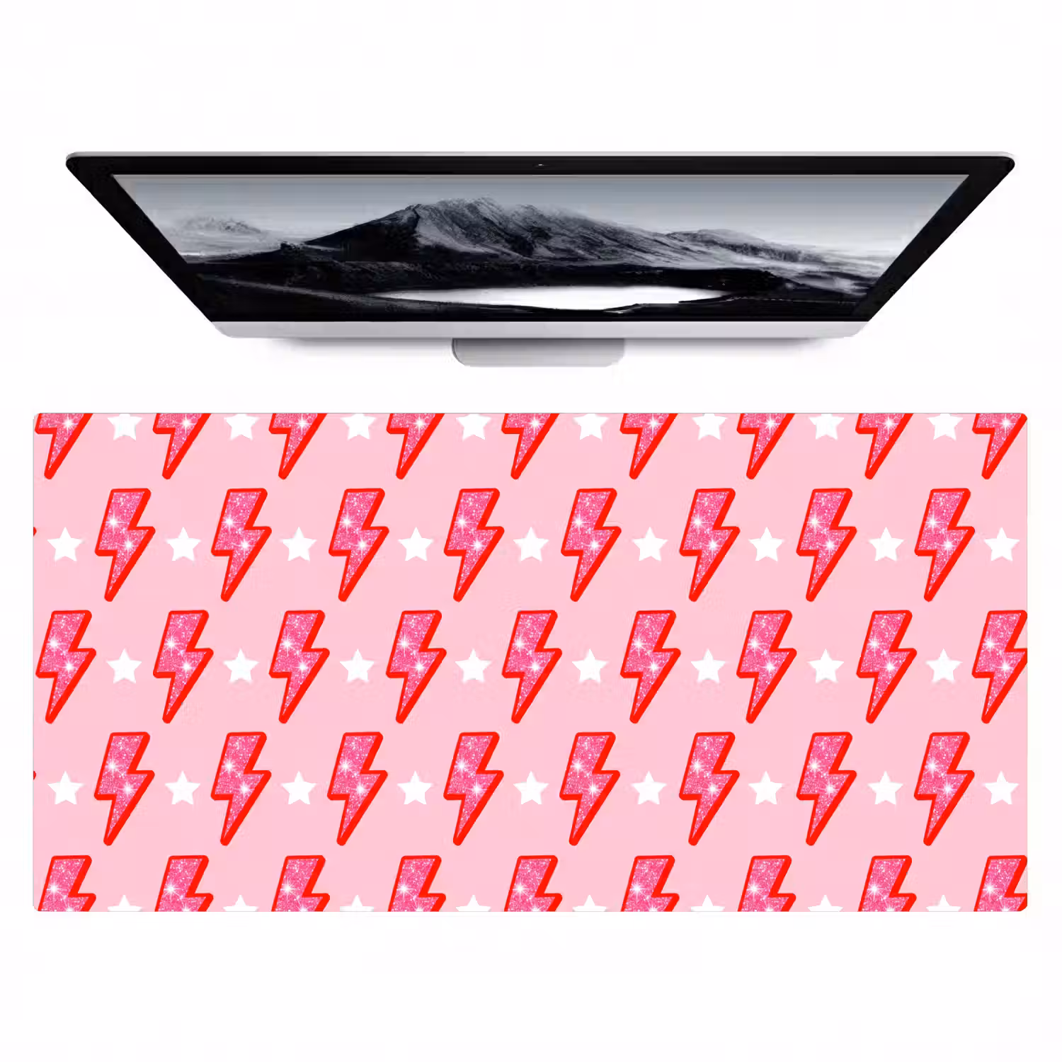 Patroon - Bliksem - Ster - Glitter - Roze Muismat XXL klein -zzz3d