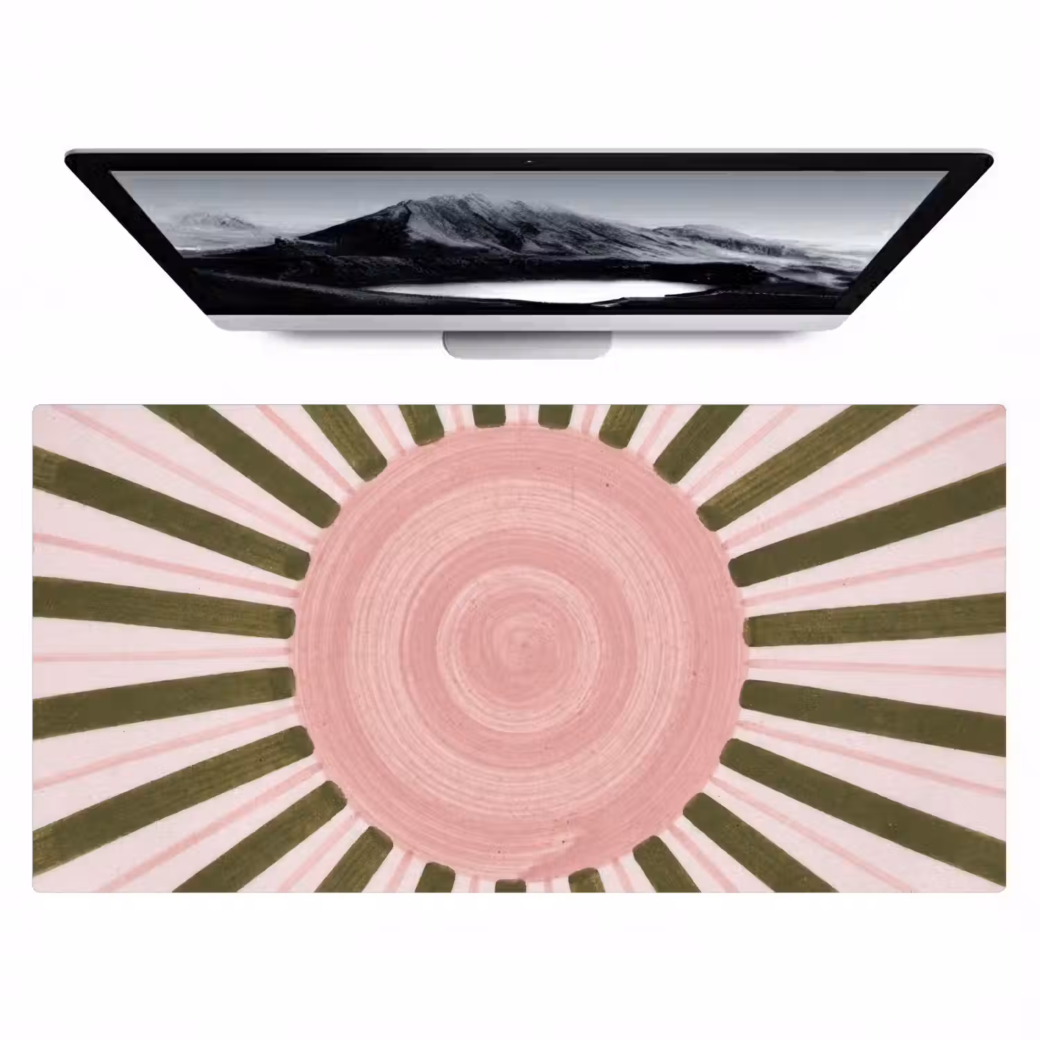 Patroon - Cirkel - Stralen - Abstract - Roze Muismat XXL klein -zzz3d