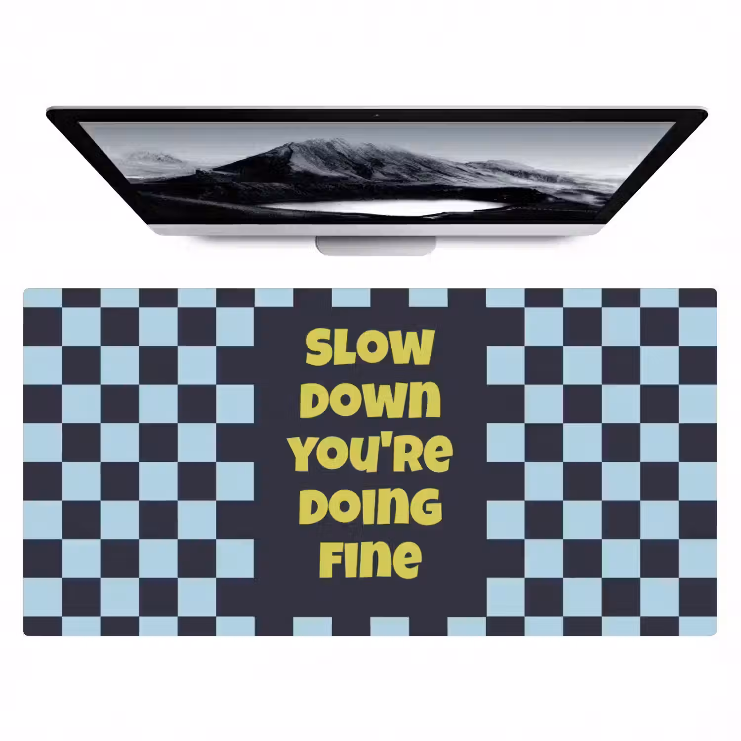 Patroon - Geblok - Blauw - Slow down you're doing fine Muismat XXL klein -zzz3d