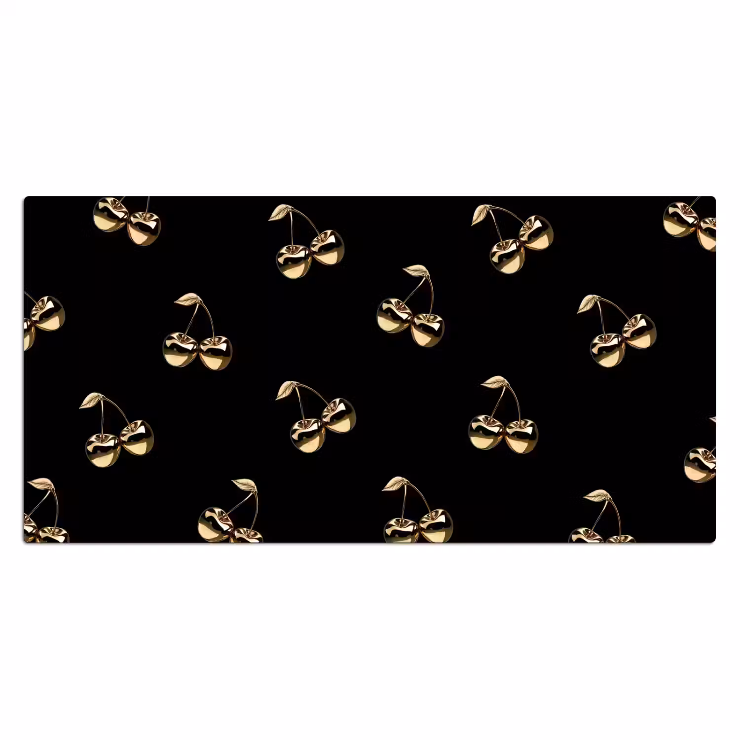 Patroon - Kersen - Goud - Chrome Muismat XXL klein -3d_leeg