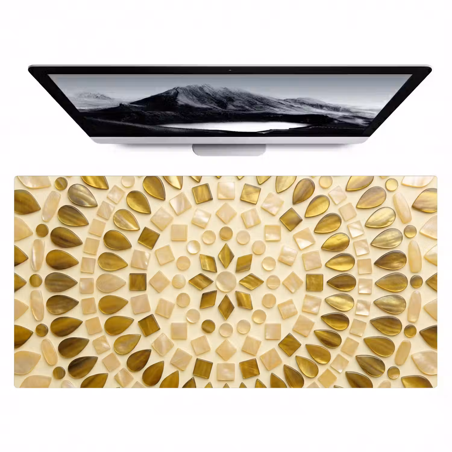 Patroon - Vormen - Mozaïek - Abstract - Goud Muismat XXL klein -zzz3d