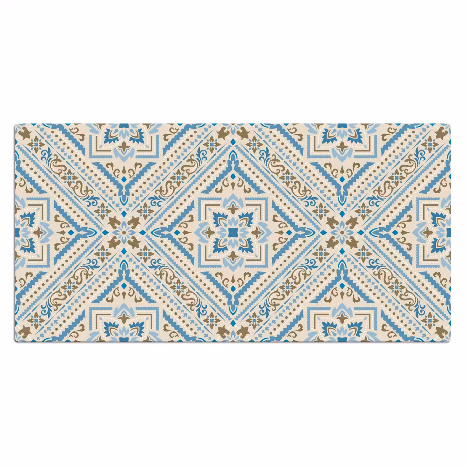 Perzisch Tapijt - Vloerkleed - Patronen - Blauw Muismat XXL klein -3d_leeg