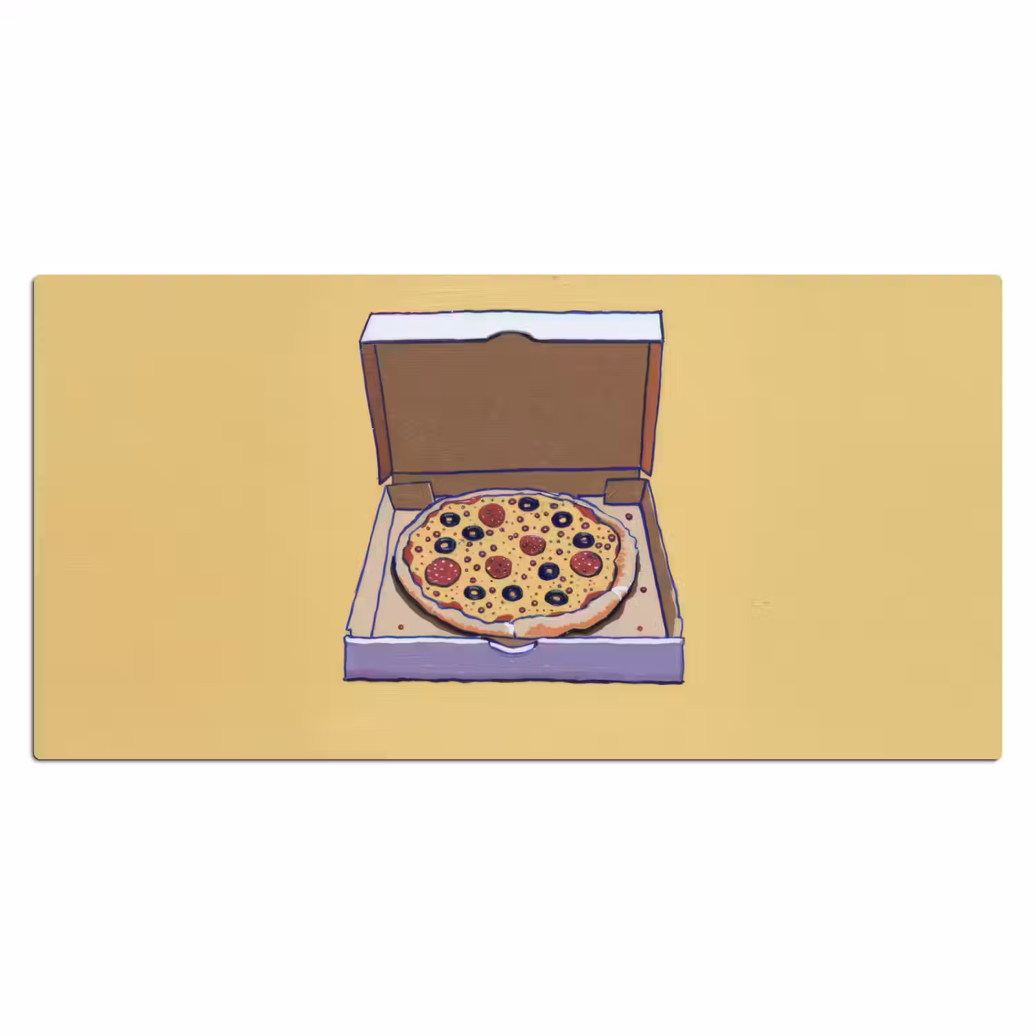 Pizza - Doos - Salami - Illustratie Muismat XXL klein -3d_leeg