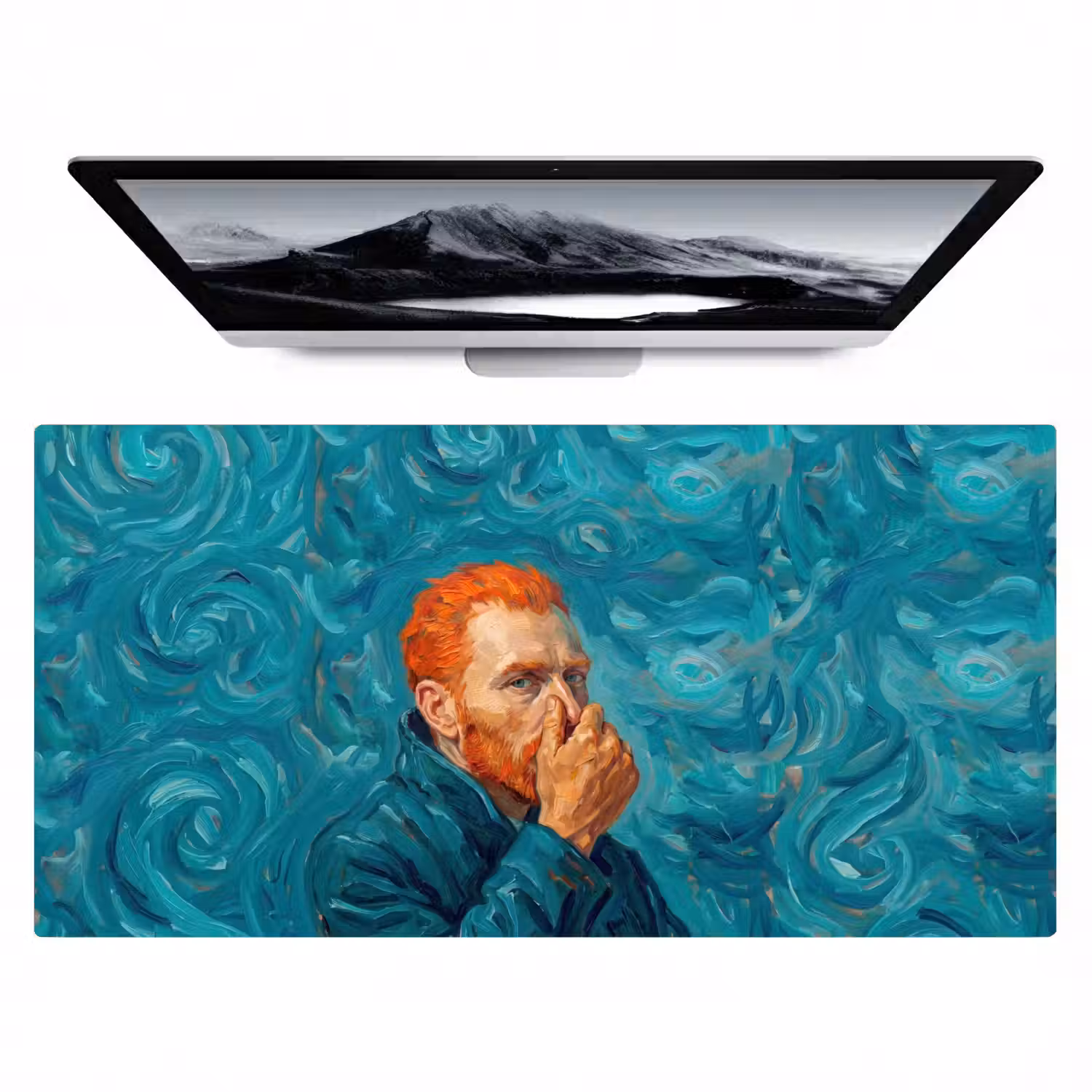 Portret - Klassiek - Blauw Muismat XXL klein -zzz3d