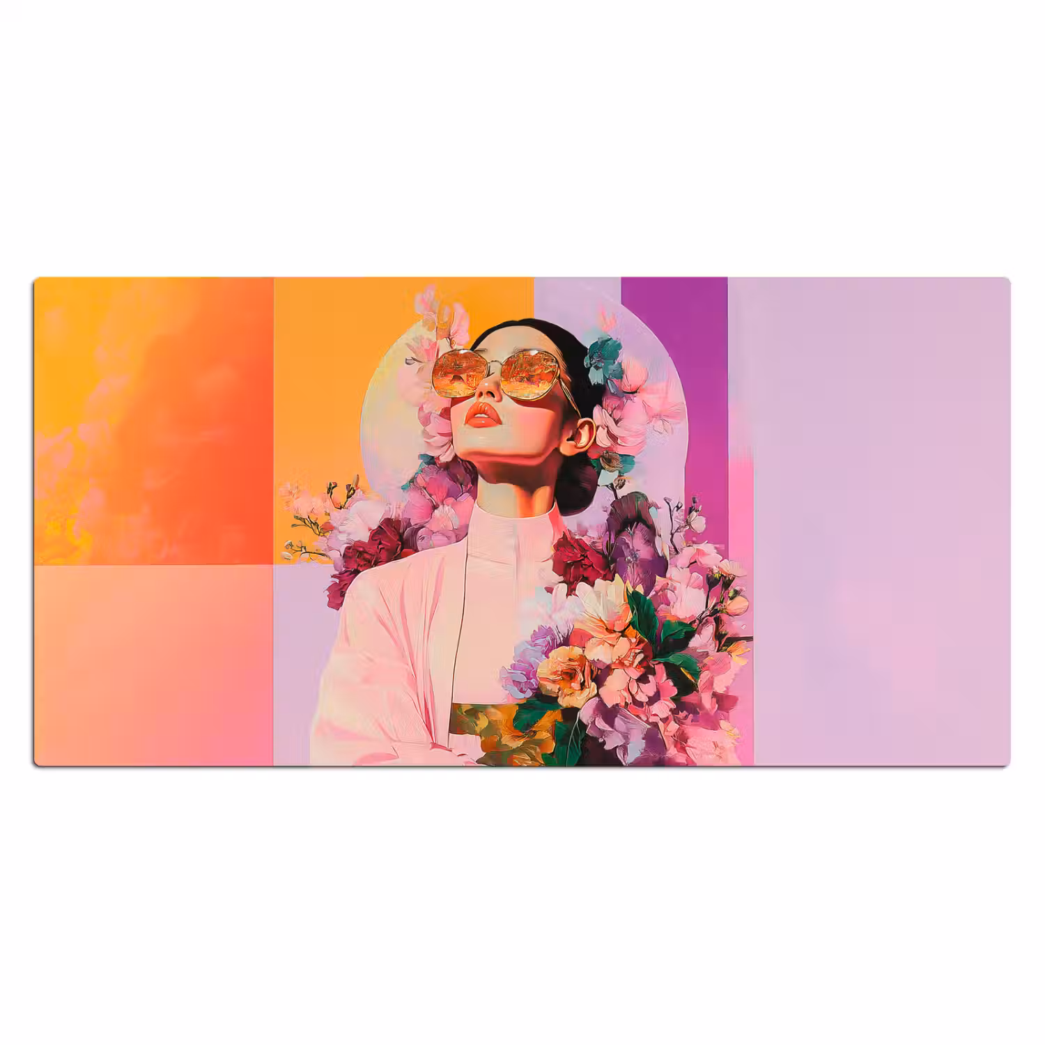 Portret - Vrouw - Abstract - Bloemen Muismat XXL klein -3d_leeg