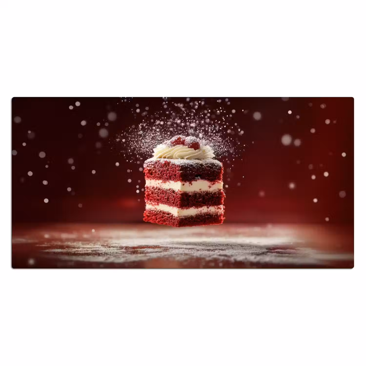 Rode - Velvet - Taart - Eten Muismat XXL klein -3d_leeg