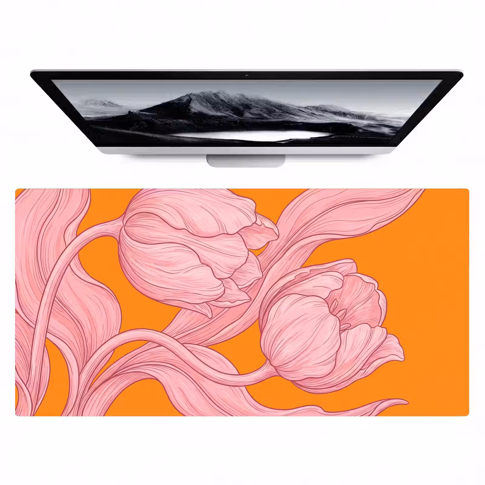 Bureau onderlegger - Roze bloemen - Modern - Roze bloemen - Modern Muismat XXL klein