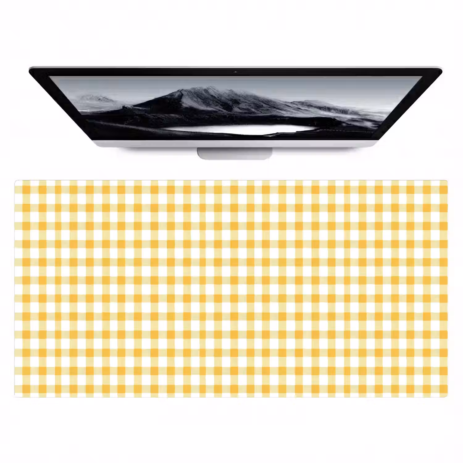 Ruit - Gingham - Klassiek - Geel en Wit Muismat XXL klein 681 -zzz3d
