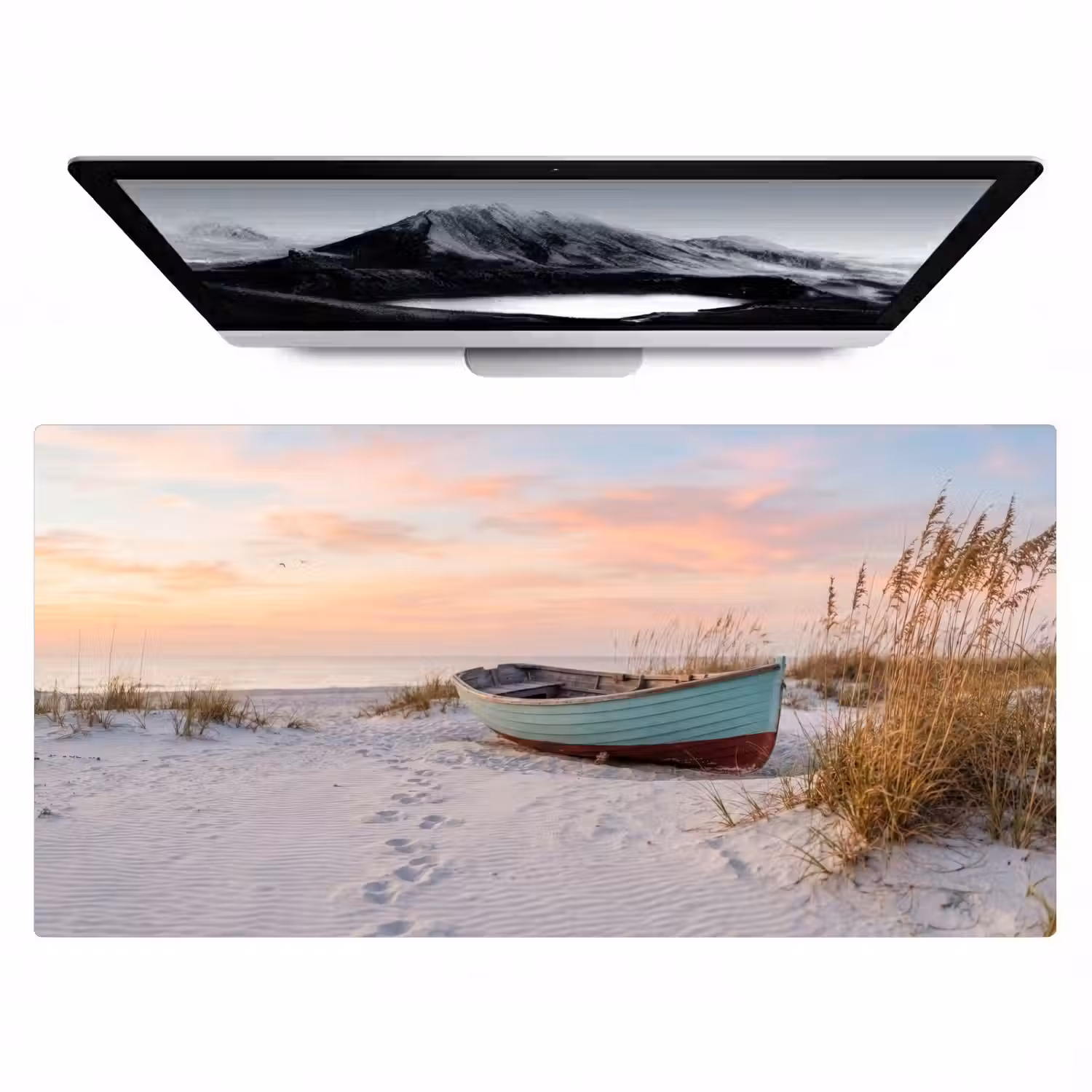 Rustiek - Roeiboot - Zandstrand Muismat XXL klein -zzz3d