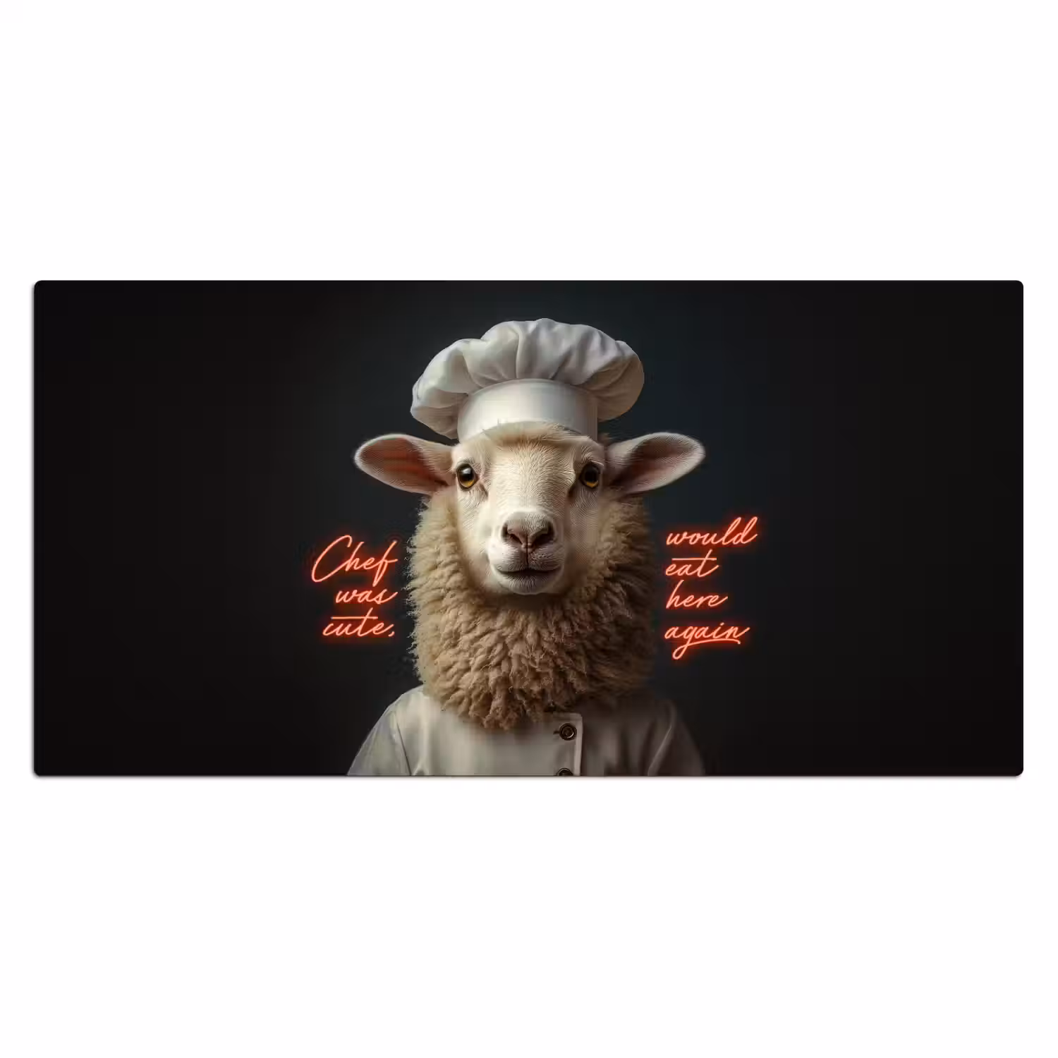Schaap - Kokskleding - Neon - Quote Muismat XXL klein -3d_leeg