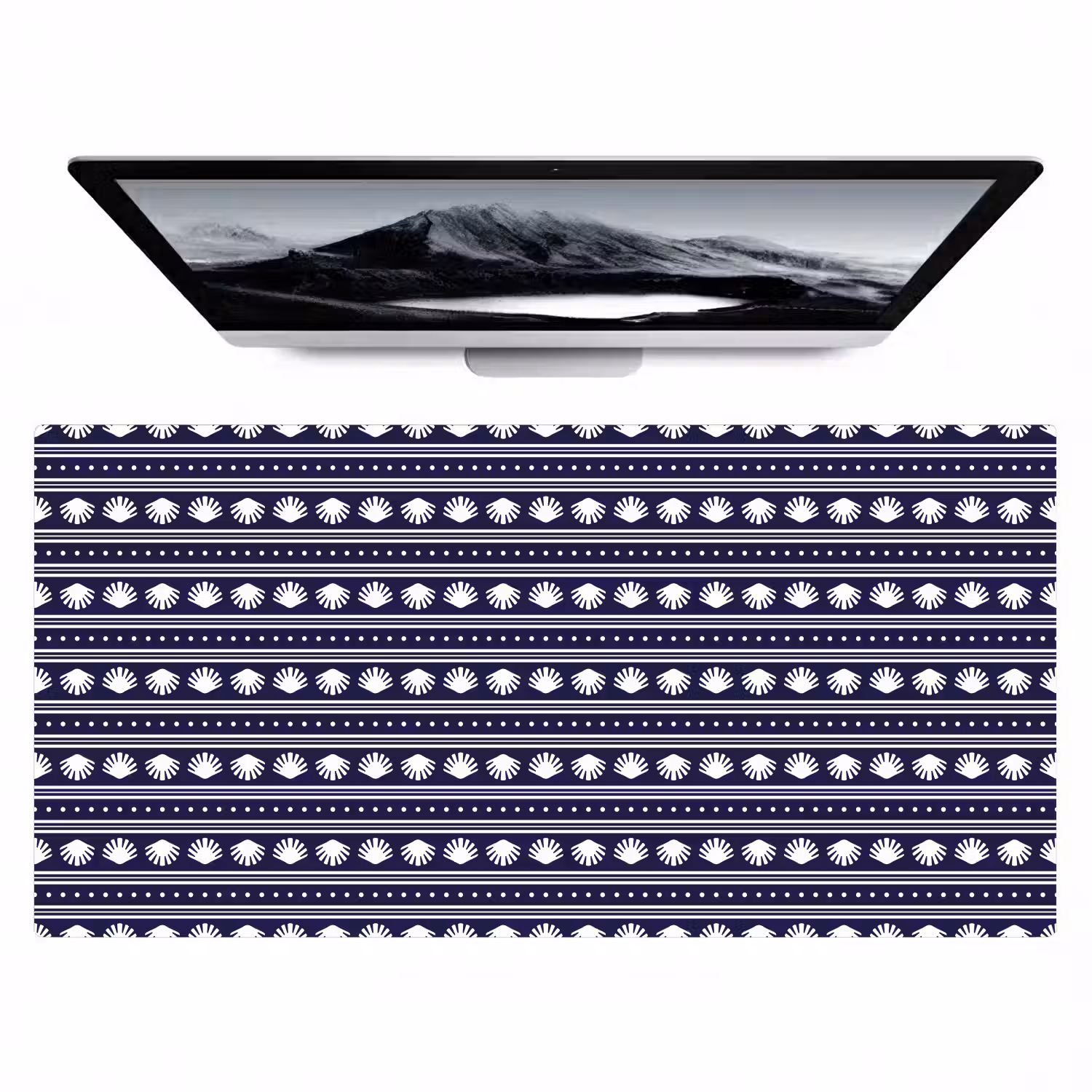 Schelp - Nautisch - Blauw - Wit Muismat XXL klein 681 -zzz3d