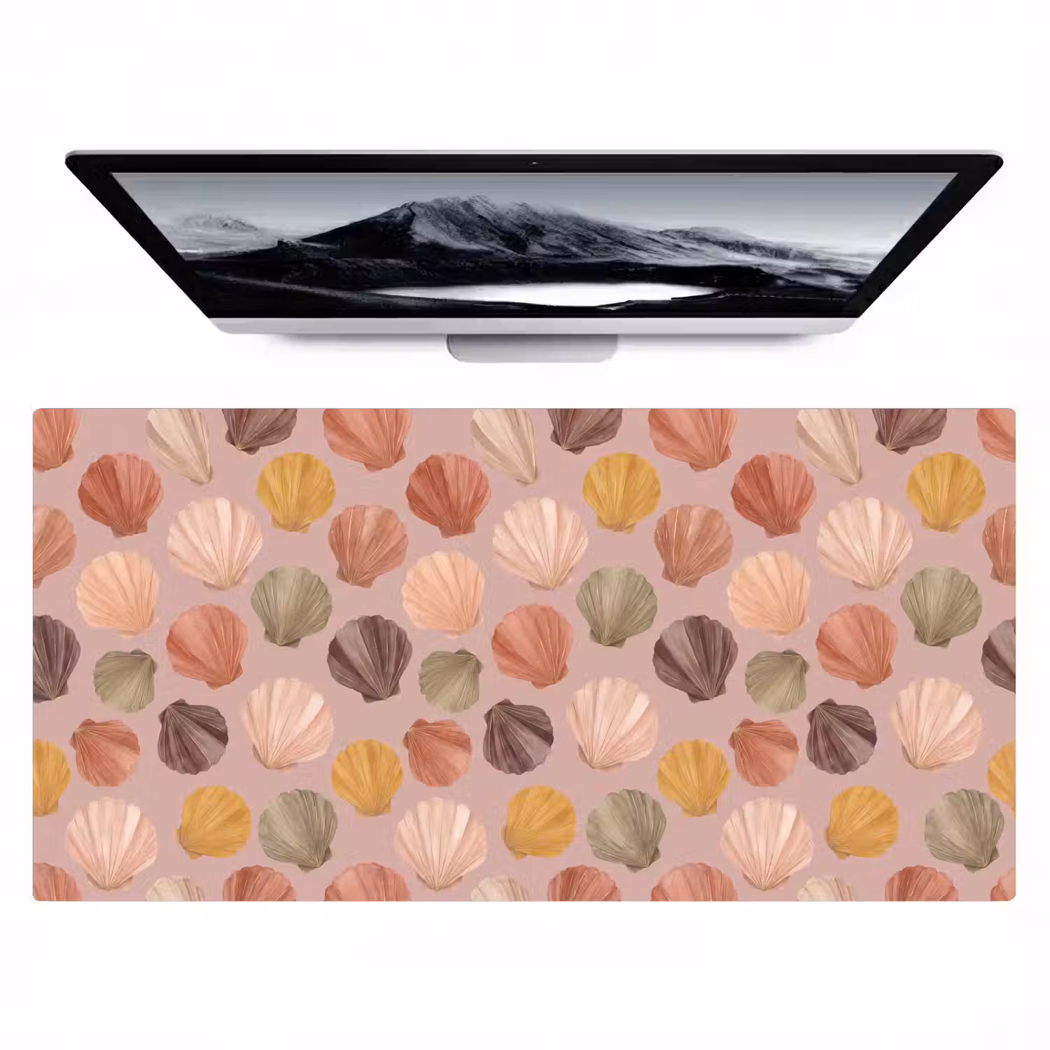 Schelp - Patroon - Zee - Aquarel - Aardetinten Muismat XXL klein -zzz3d