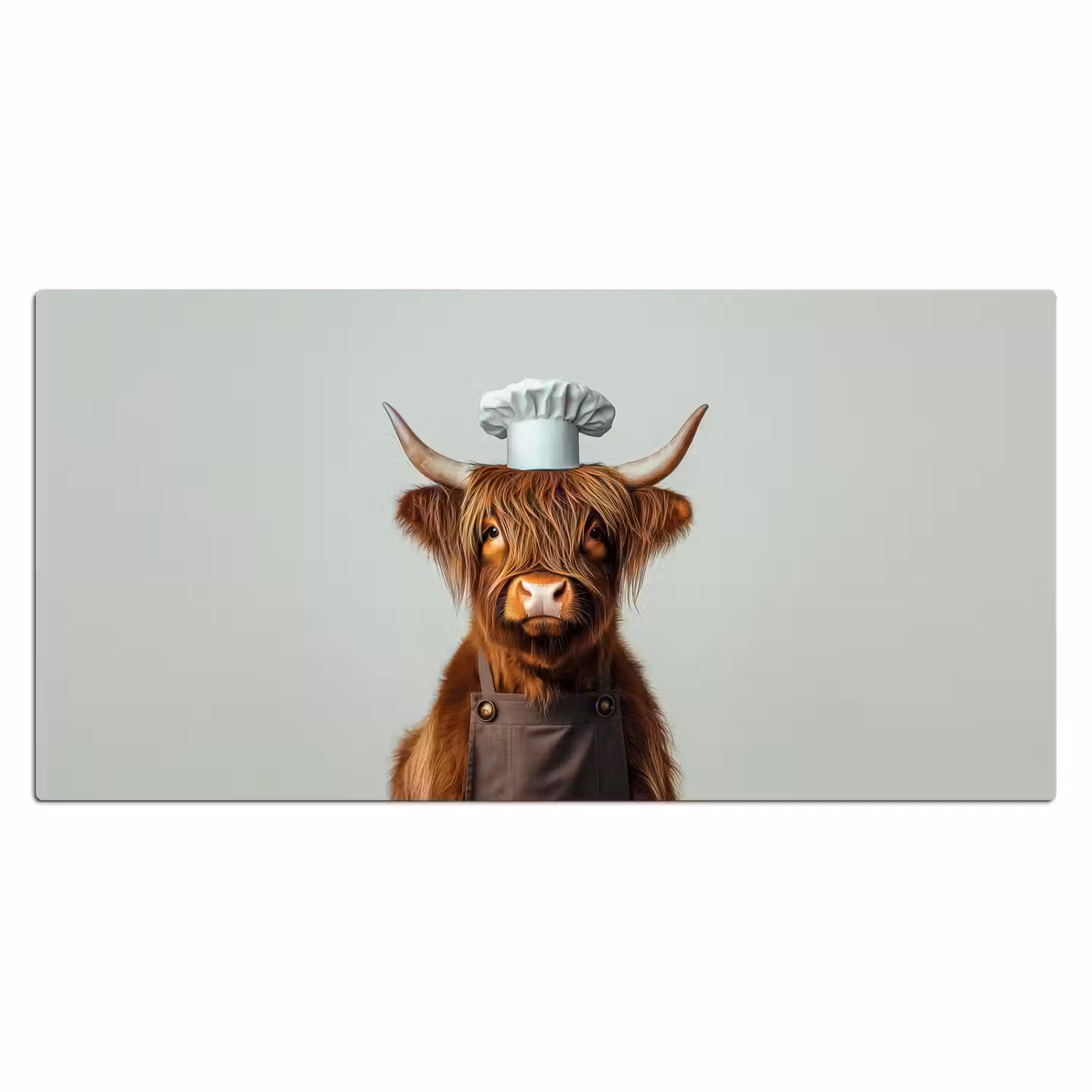 Schotse Hooglander - Bruin - Hoorns - Kokskleding Muismat XXL klein -3d_leeg
