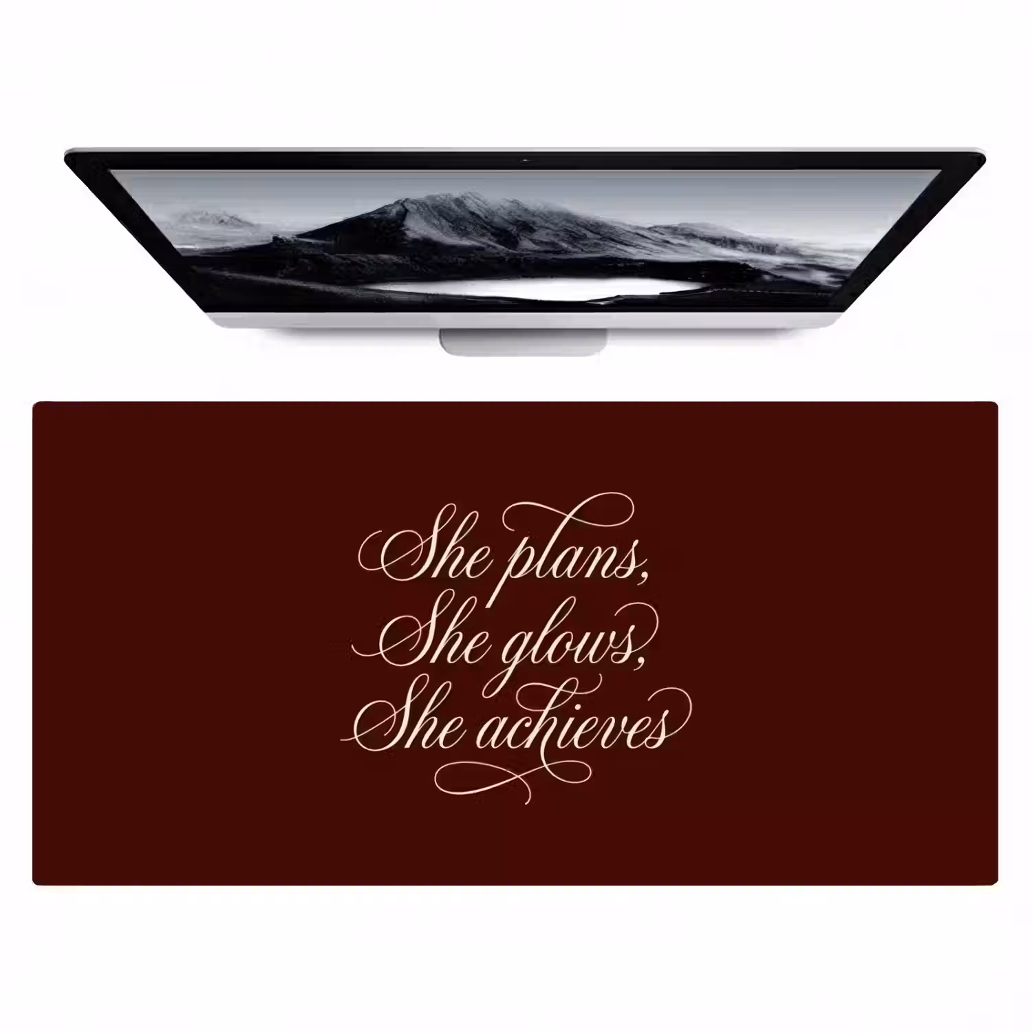 She plans she glows she achieves - Rood - Cursief Muismat XXL klein -zzz3d