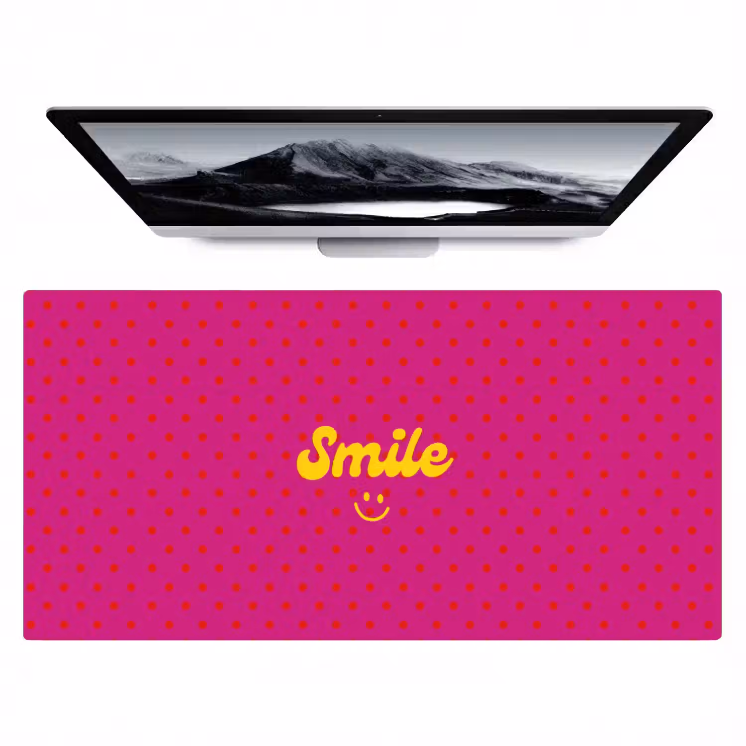Smile - Stippen - Geel - Smiley - Roze Muismat XXL klein -zzz3d