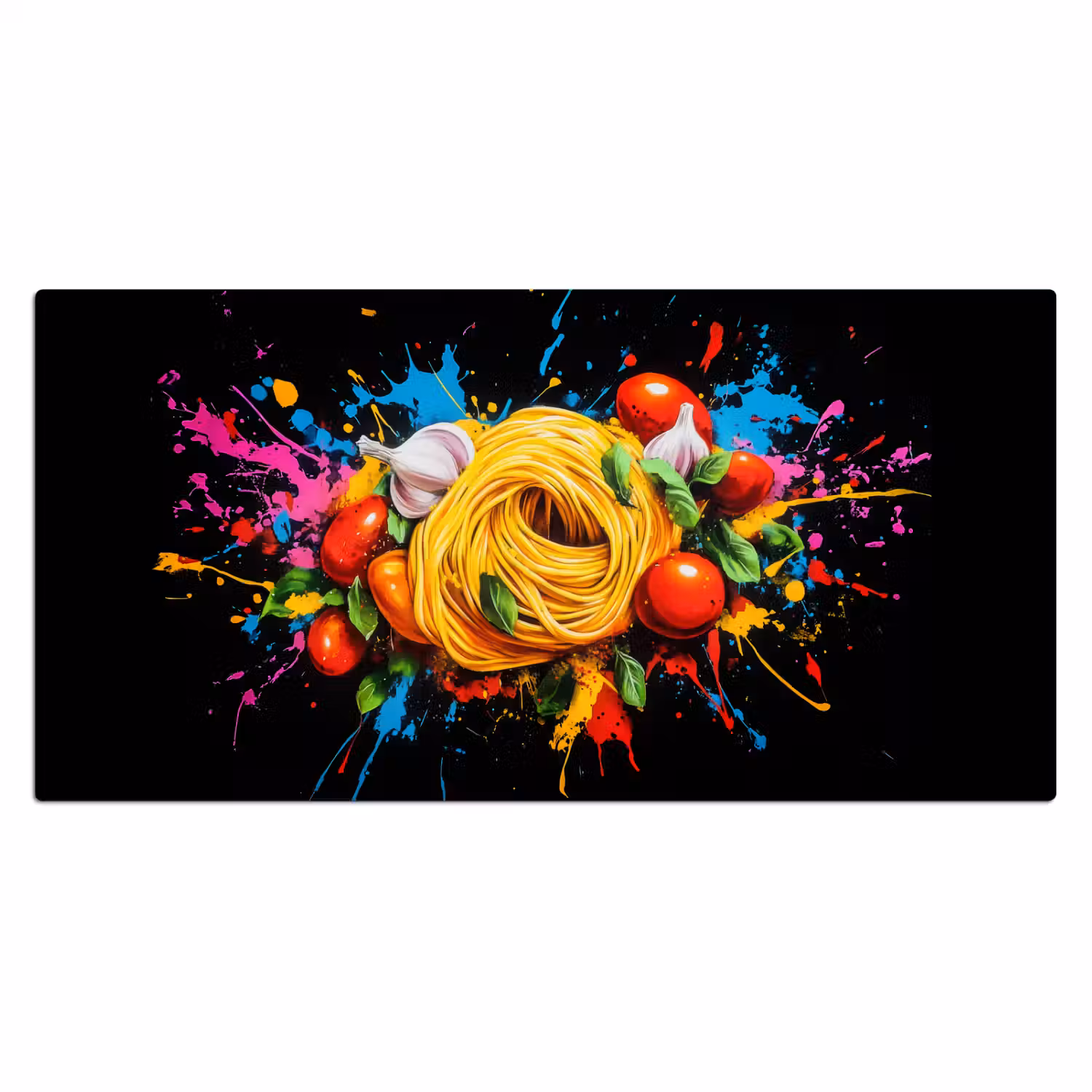 Spaghetti - Graffiti - Verf - Kleurrijk - Eten - Modern Muismat XXL klein -3d_leeg