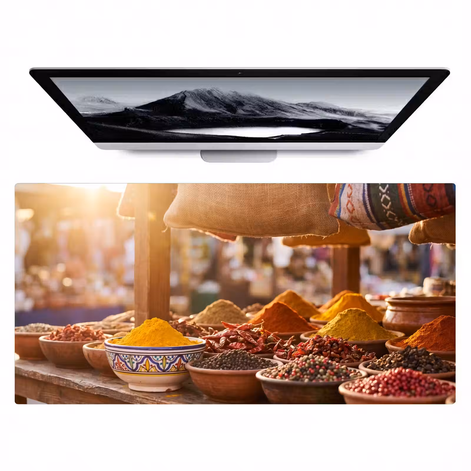 Bureau onderlegger - Specerijen - Markt - Kleurrijk - Specerijen - Markt - Kleurrijk Muismat XXL klein