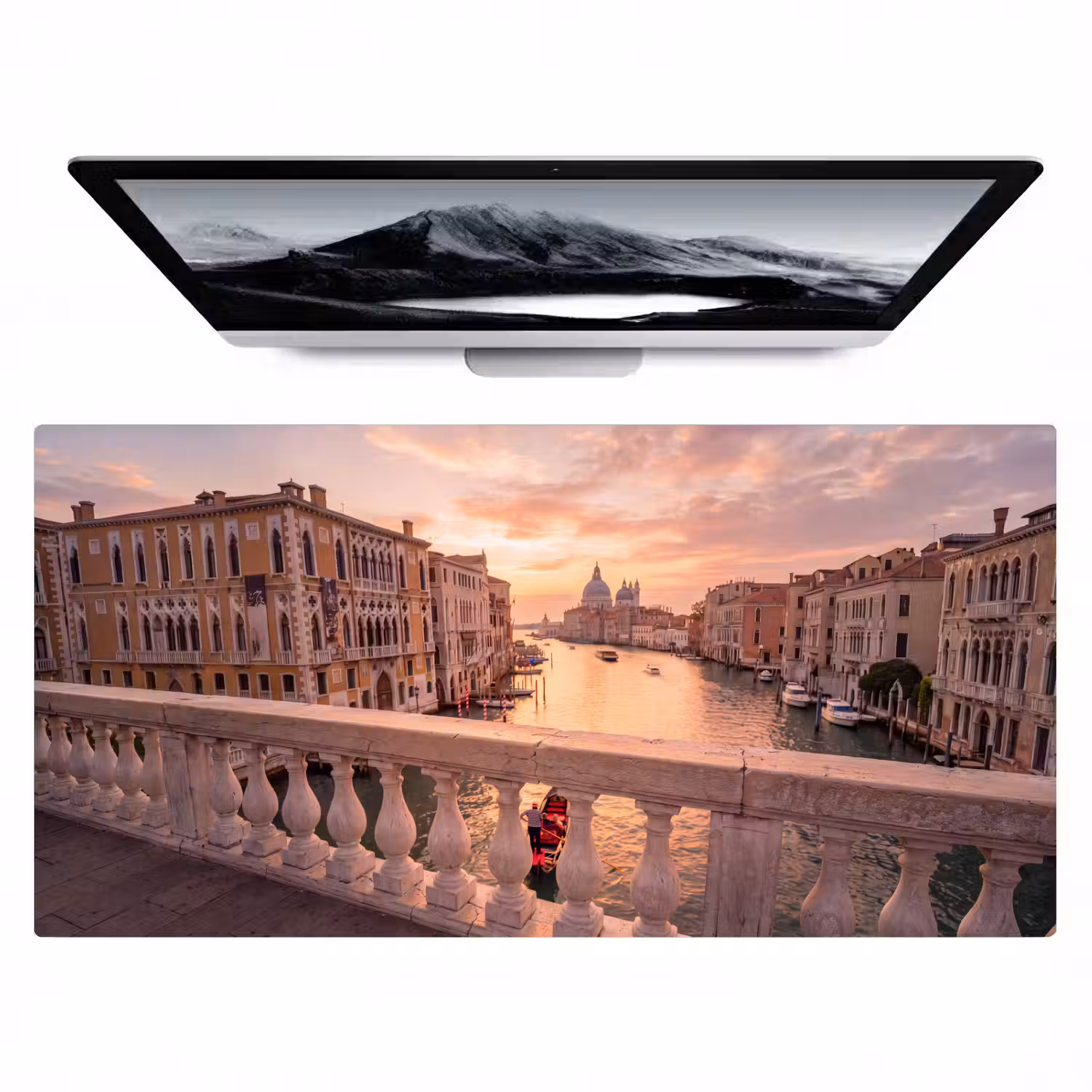 Stad - Venetië - Kanaal - Zonsopgang - Architectuur - Goud Muismat XXL klein -zzz3d