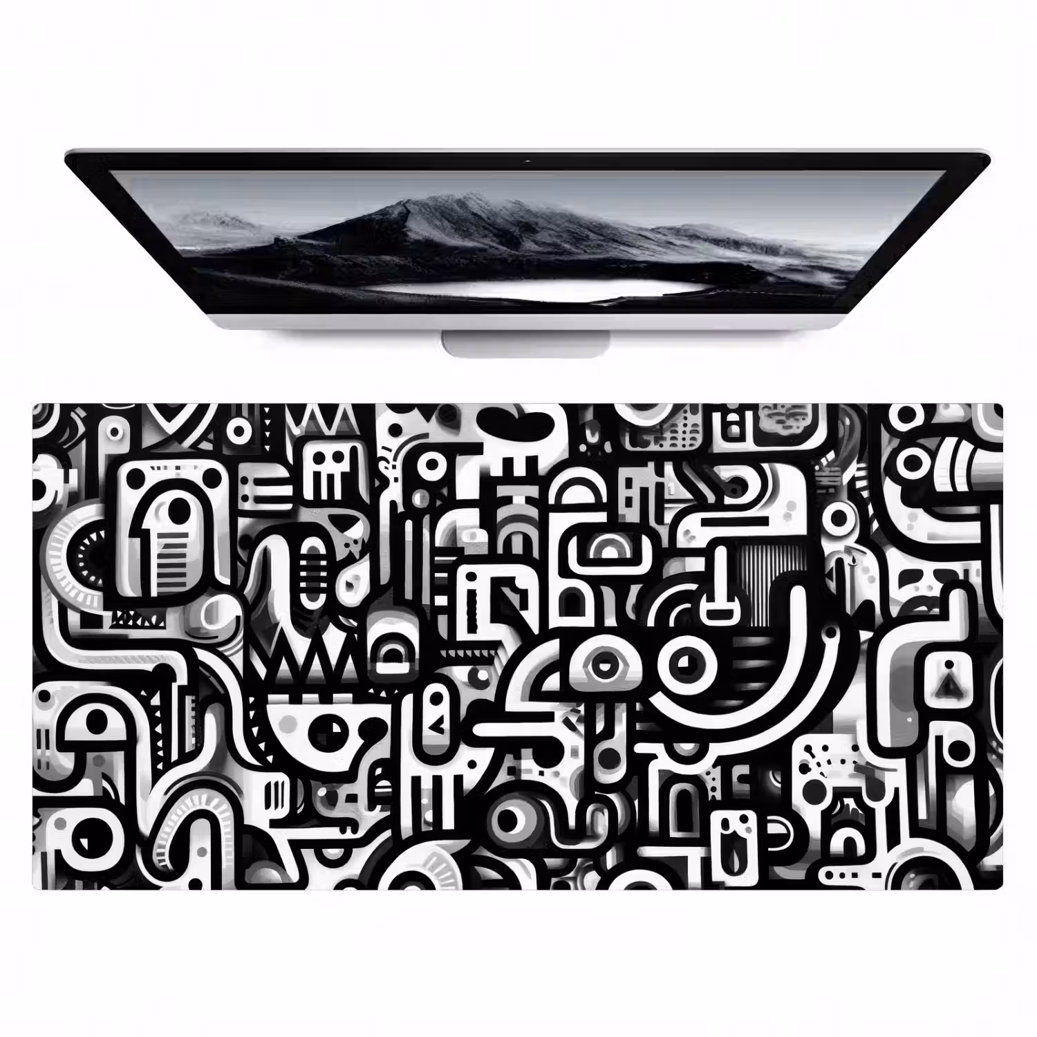 Symbolen - Abstract - Grafisch - Zwart Muismat XXL klein -zzz3d