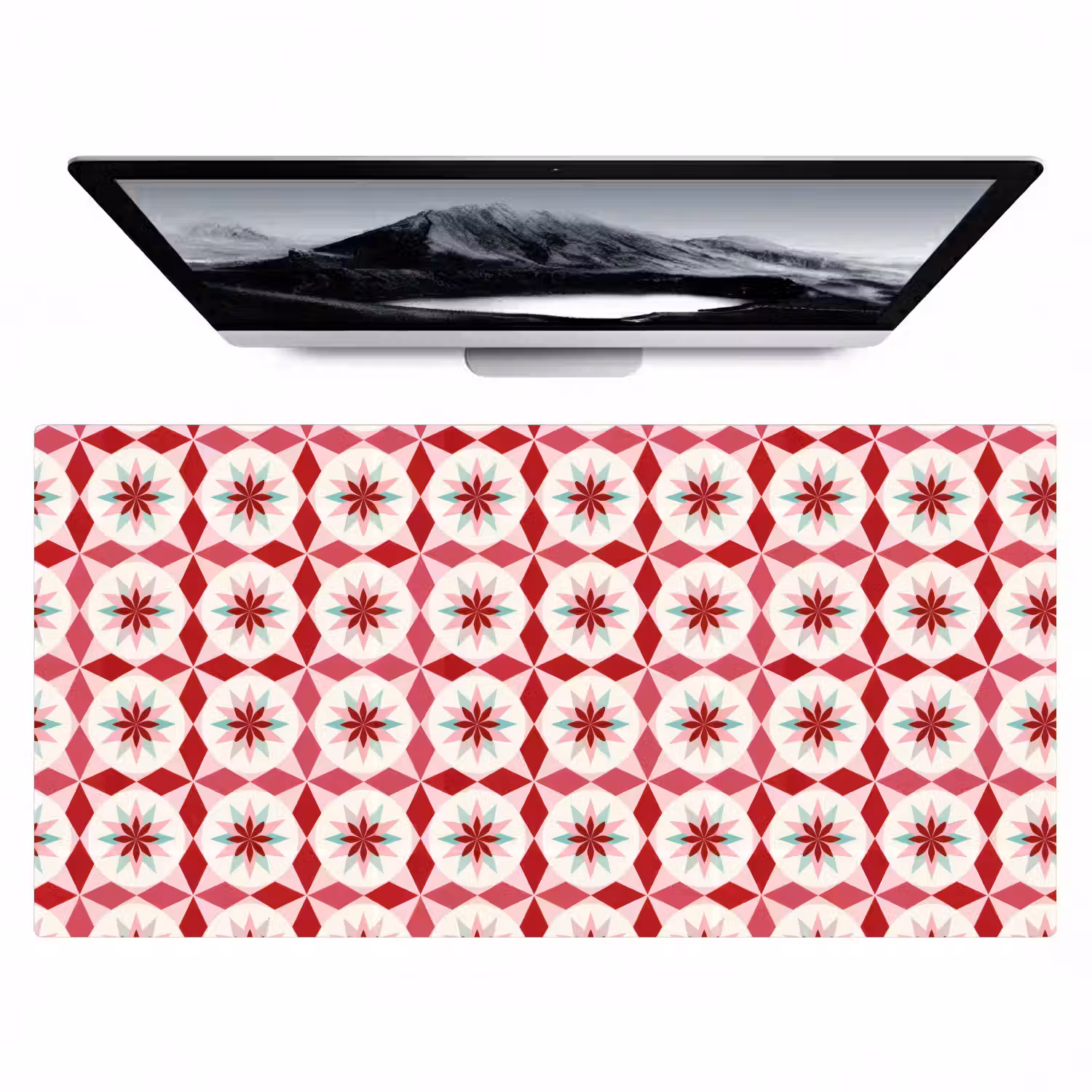 Tegelpatroon - Sterren - Retro - Roze - Mintgroen Muismat XXL klein 681 -zzz3d