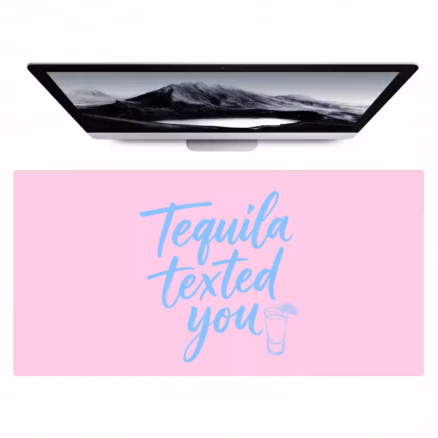 Tequila texted you - Roze - Blauw Muismat XXL klein -zzz3d