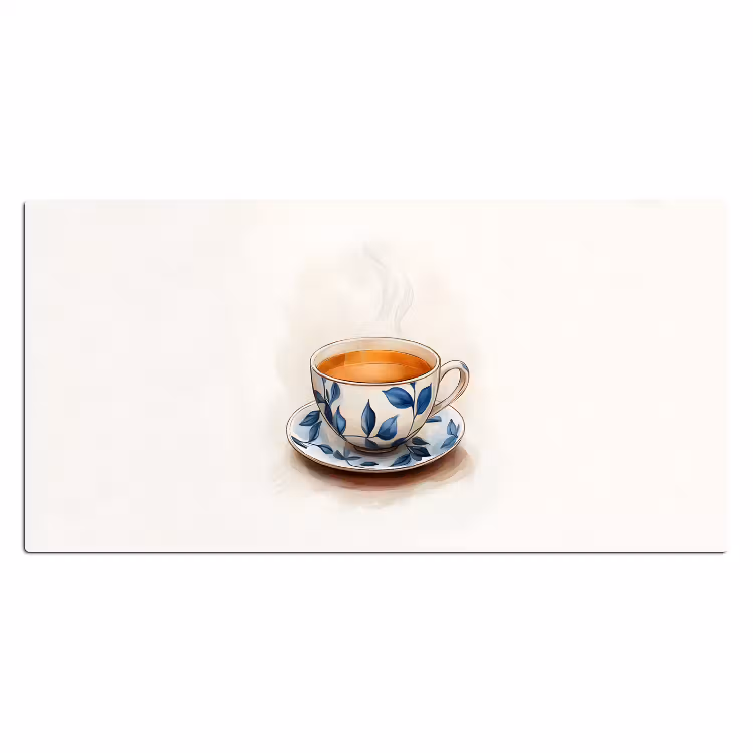 Theekop - Bladeren - Blauw Muismat XXL klein -3d_leeg