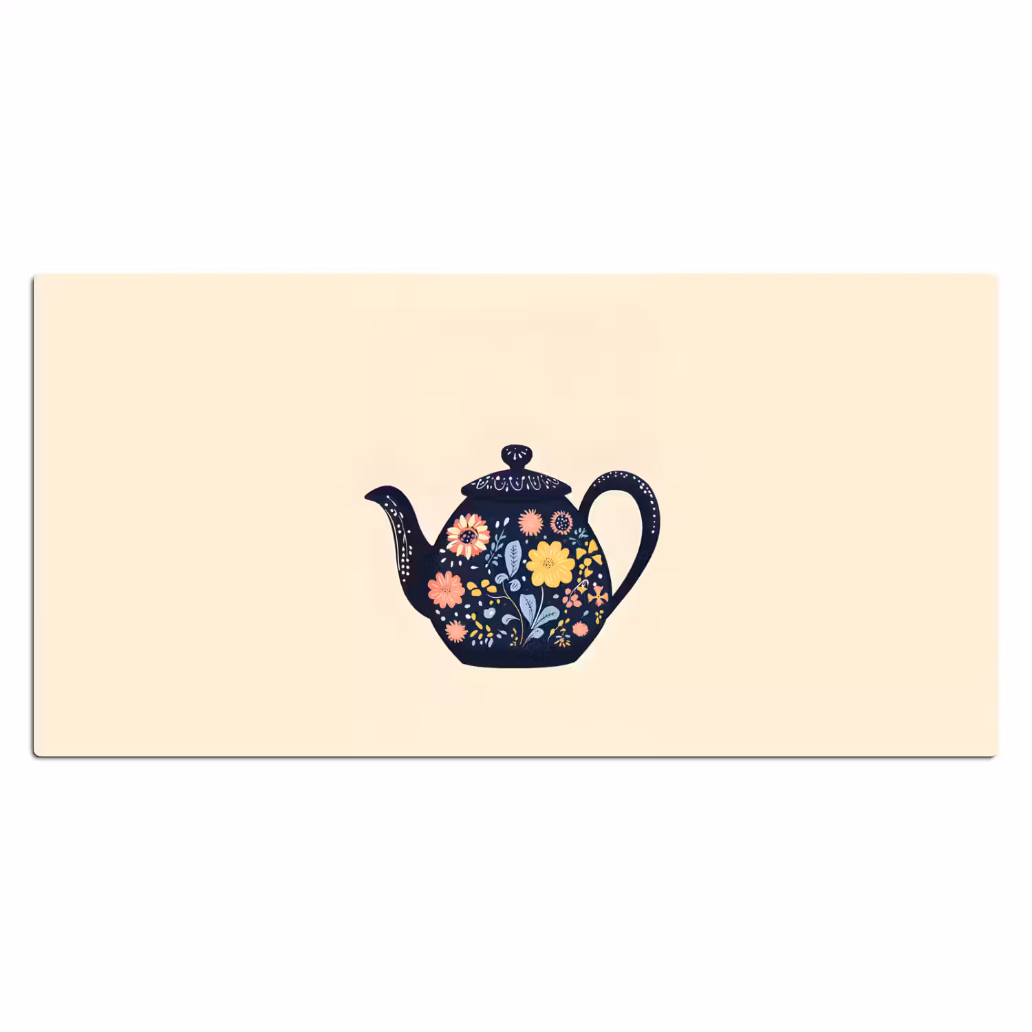 Theepot - Kleurrijk - Bloemen Muismat XXL klein -3d_leeg