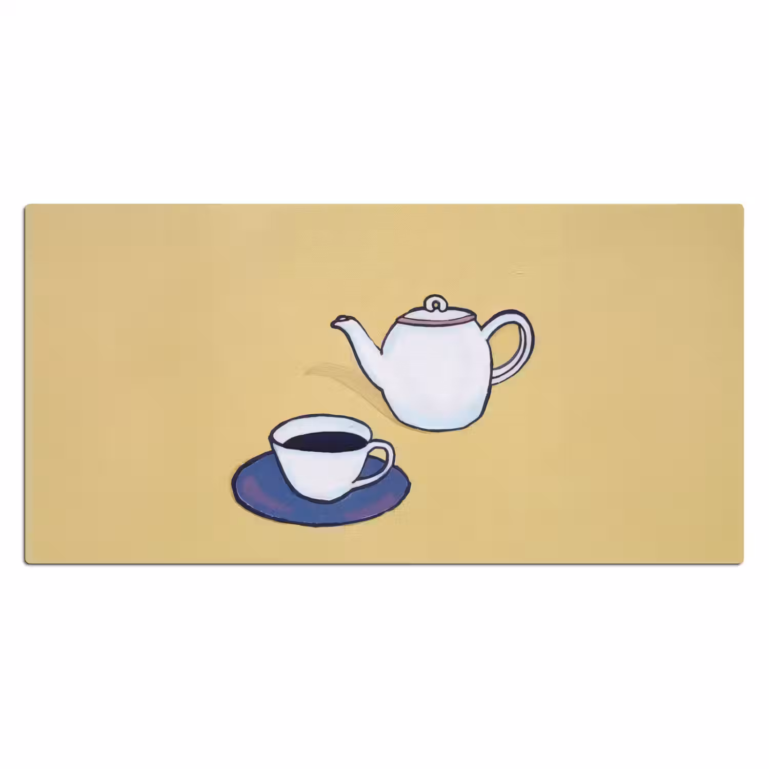 Theepot - Kopje - Beige - Illustratie Muismat XXL klein -3d_leeg