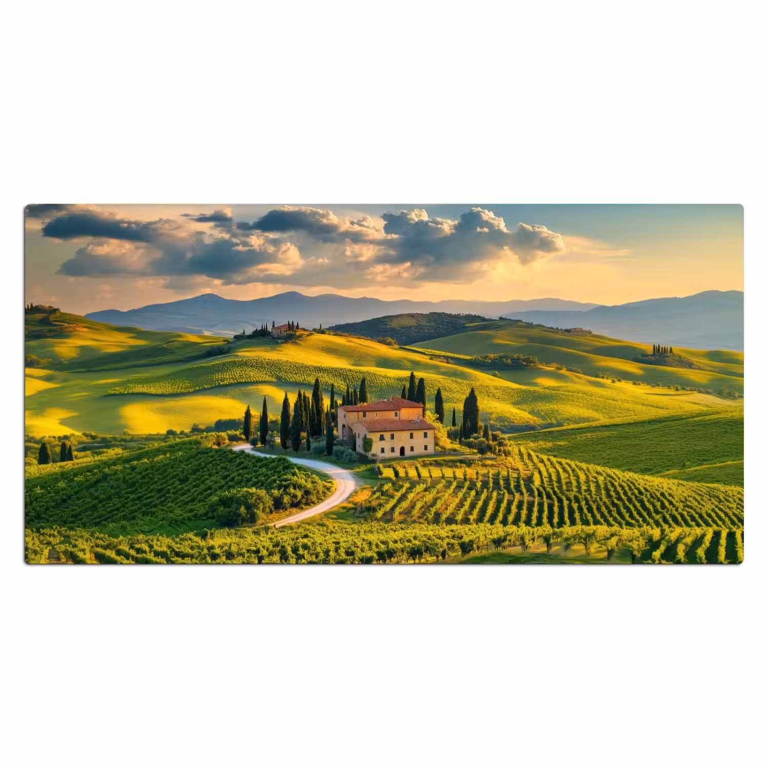 Toscane - Landschap - Wijngaarden Muismat XXL klein -3d_leeg