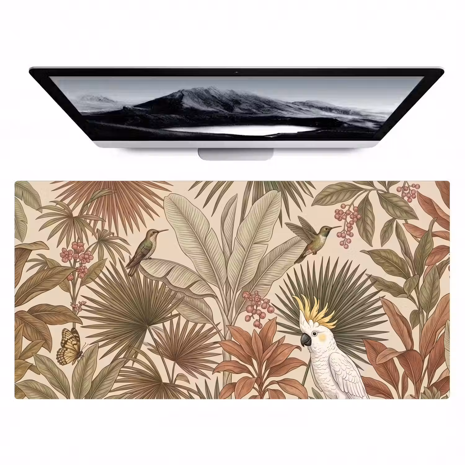 Tropisch - Vogels - Beige Muismat XXL klein -zzz3d