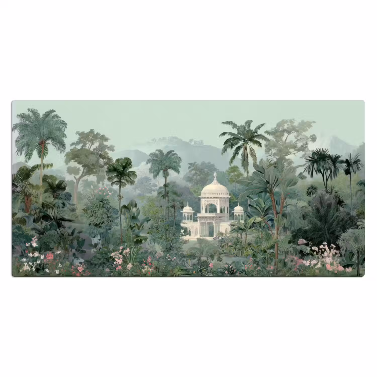 Tropische tuin - Koepelgebouw - Bloemen Muismat XXL klein -3d_leeg