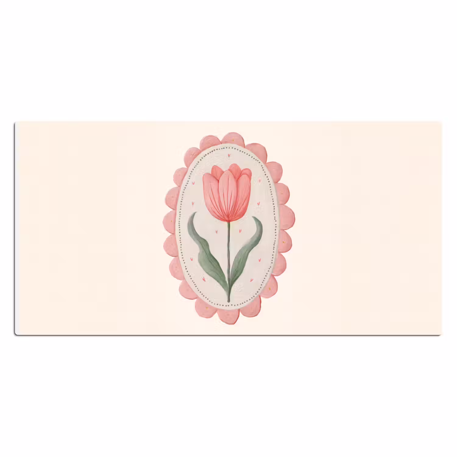 Tulp - Lijst - Ovaal - Illustratie Muismat XXL klein -3d_leeg