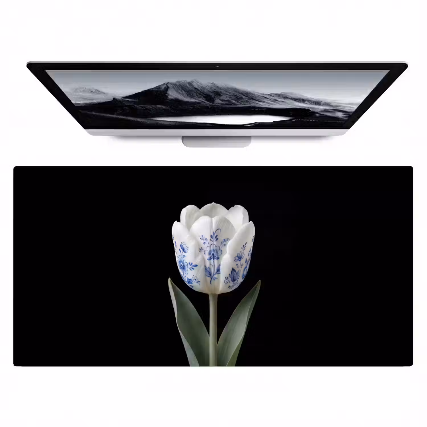 Tulp - Patroon - Blauw Muismat XXL klein -zzz3d