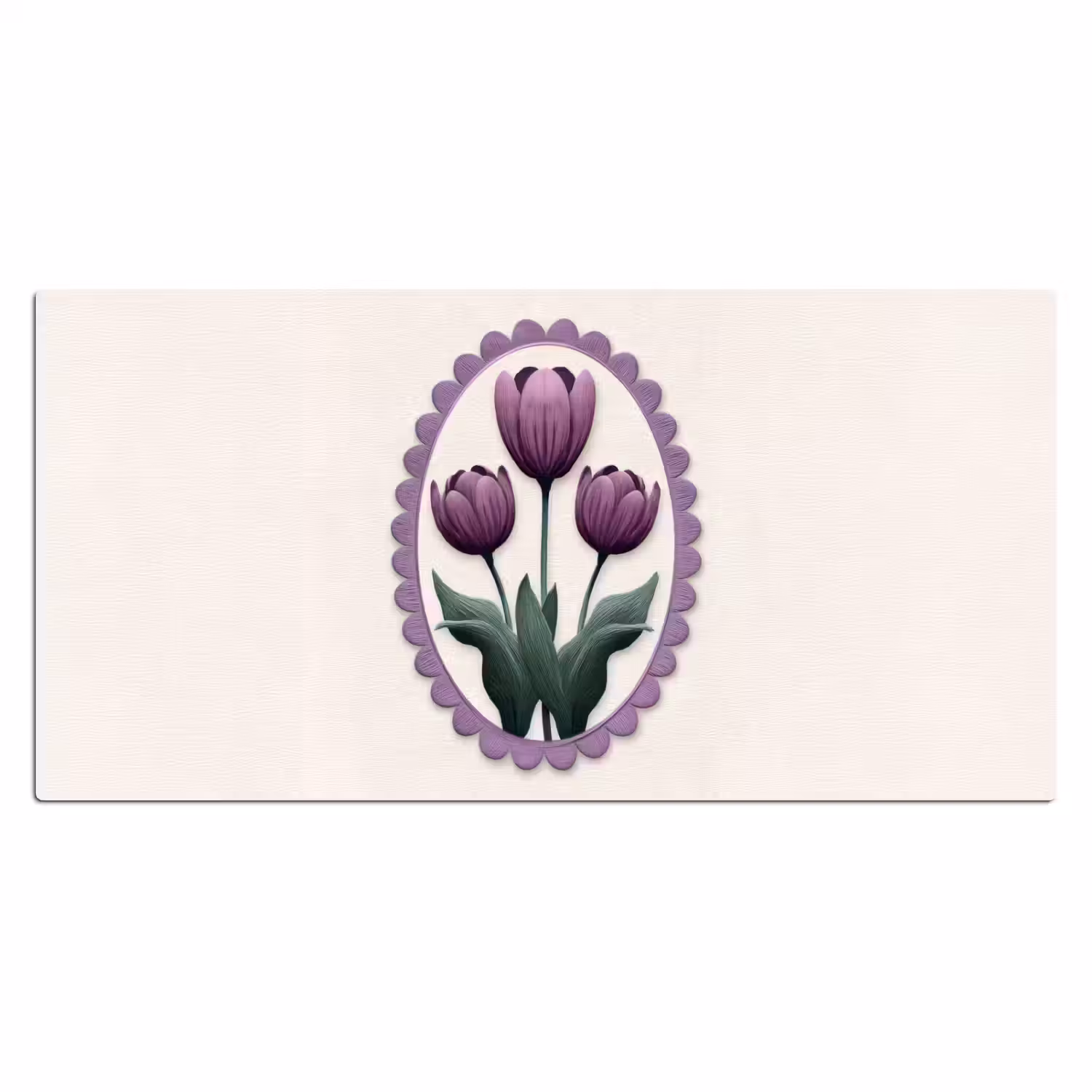 Tulpen - Paars - Lijst - Bladeren Muismat XXL klein -3d_leeg